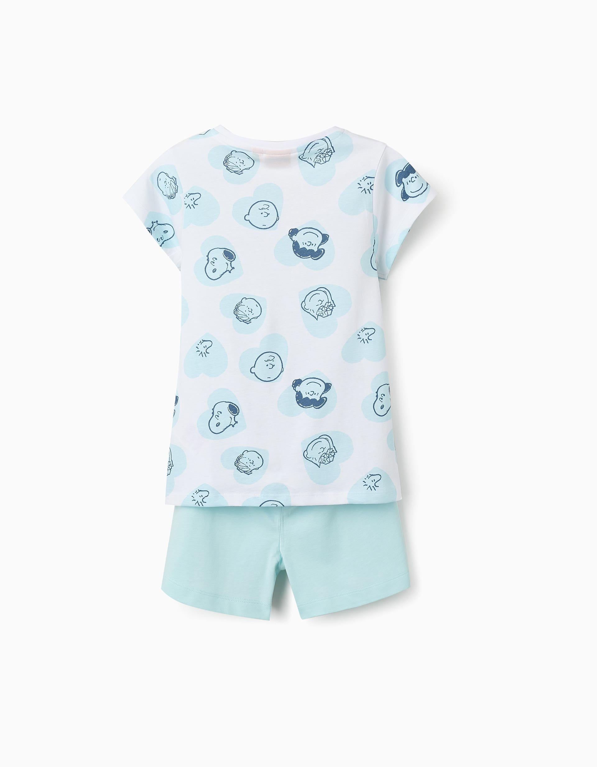 Pijama de Algodón para Niña 'Snoopy', Blanco/Azul