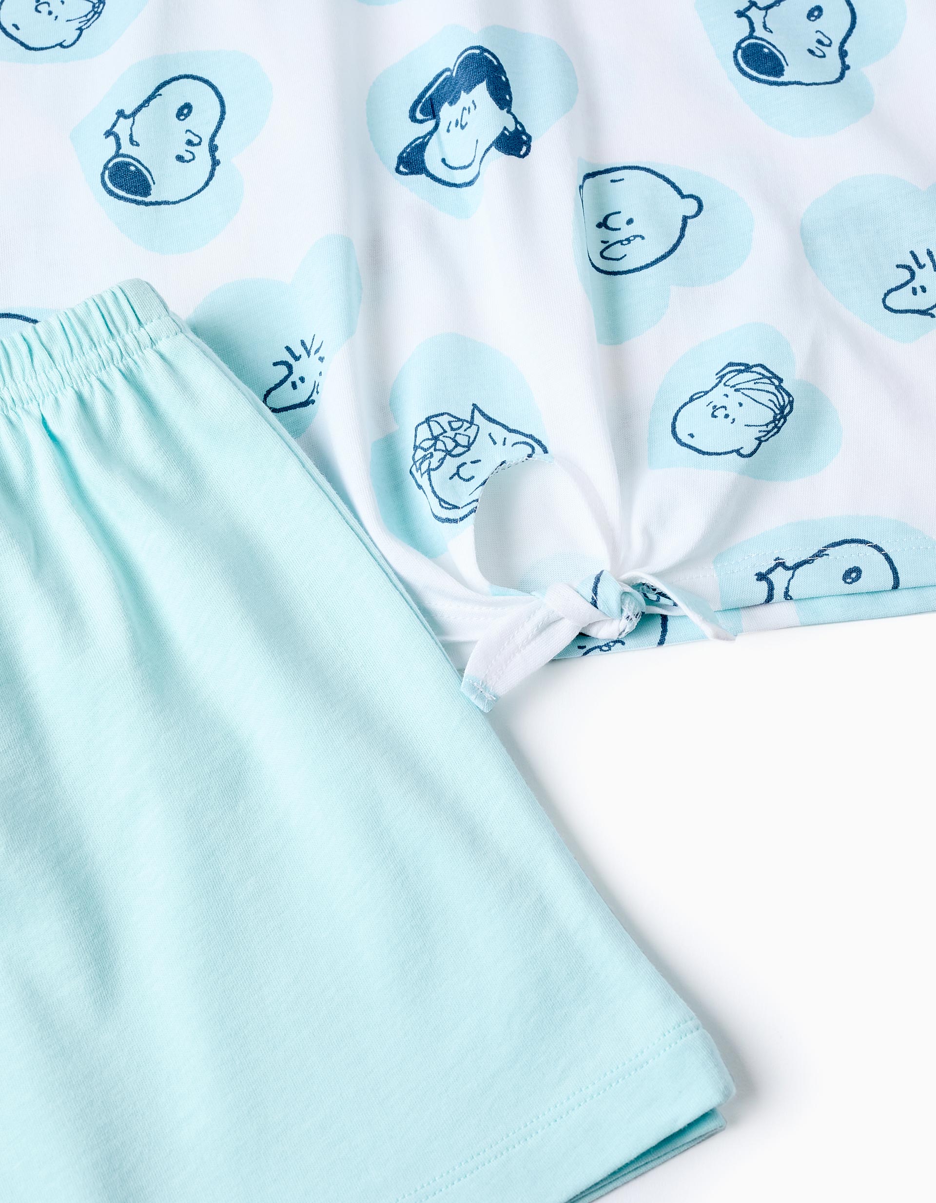 Pijama de Algodão para Menina 'Snoopy', Branco/Azul