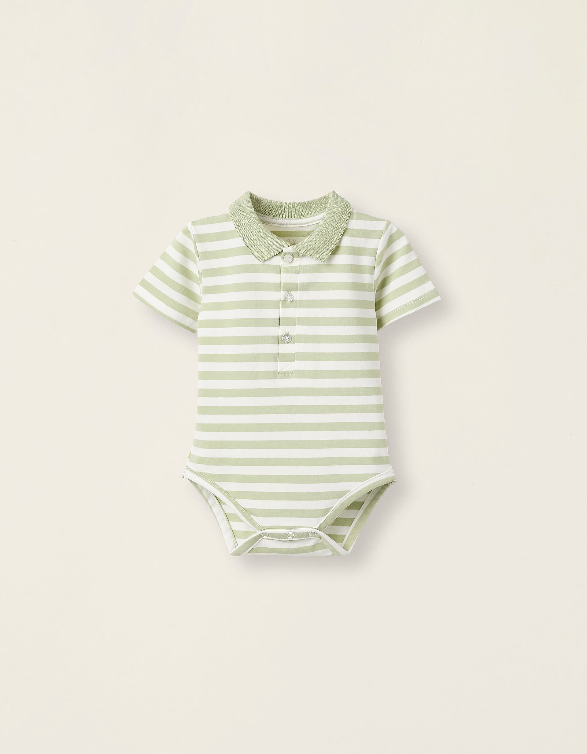 Striped Cotton Bodysuit for Newborns, White/Green