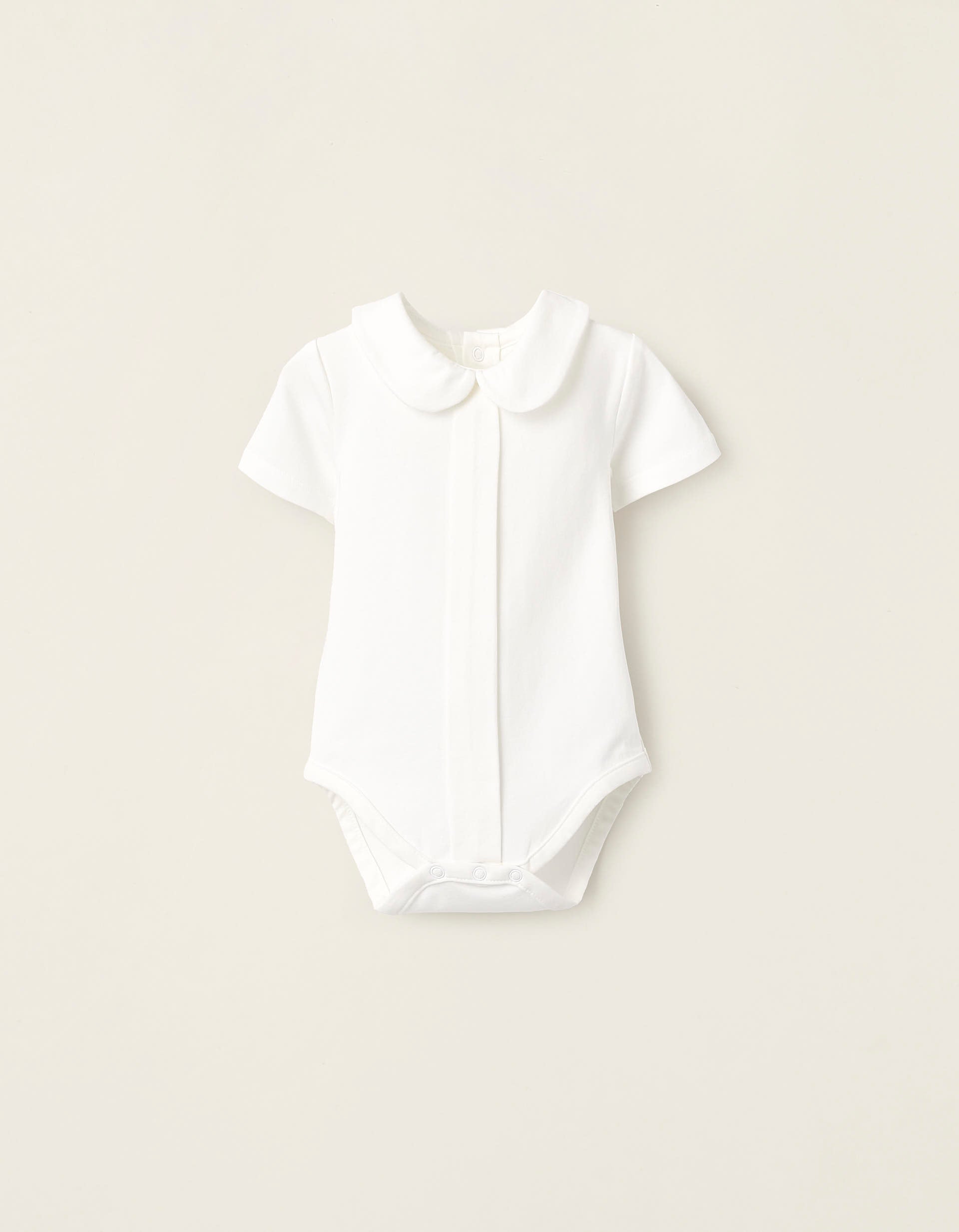 Cotton Bodysuit with Ruffles for Newborn Boys 'B&S', White