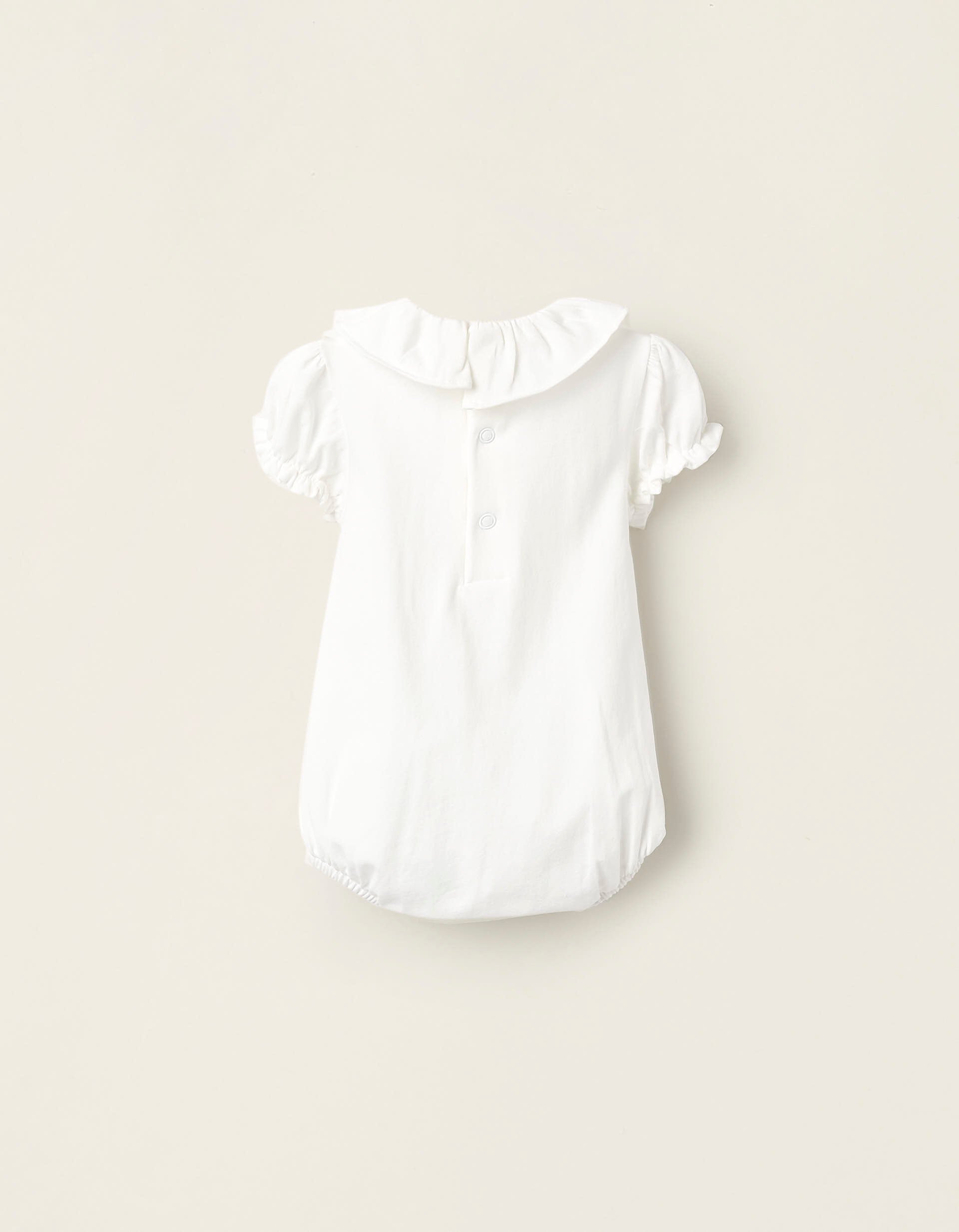 Bodysuit with Ruffles for Newborn Girls, White