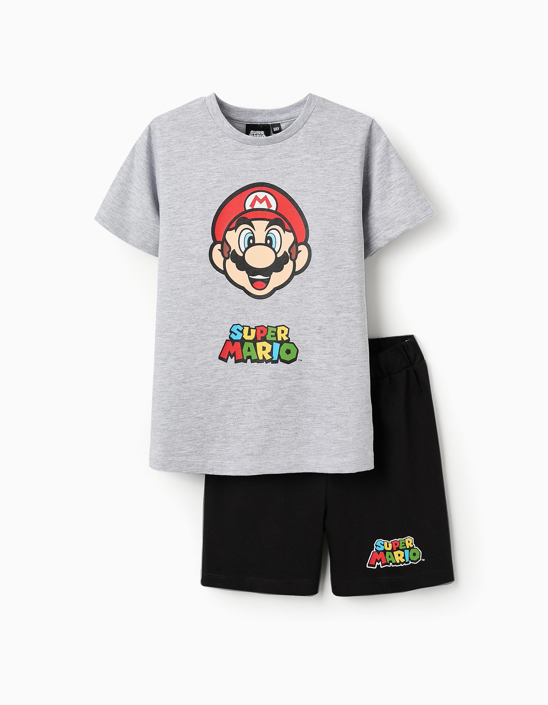 Cotton Pyjama for Boys 'Super Mario', Grey/Black