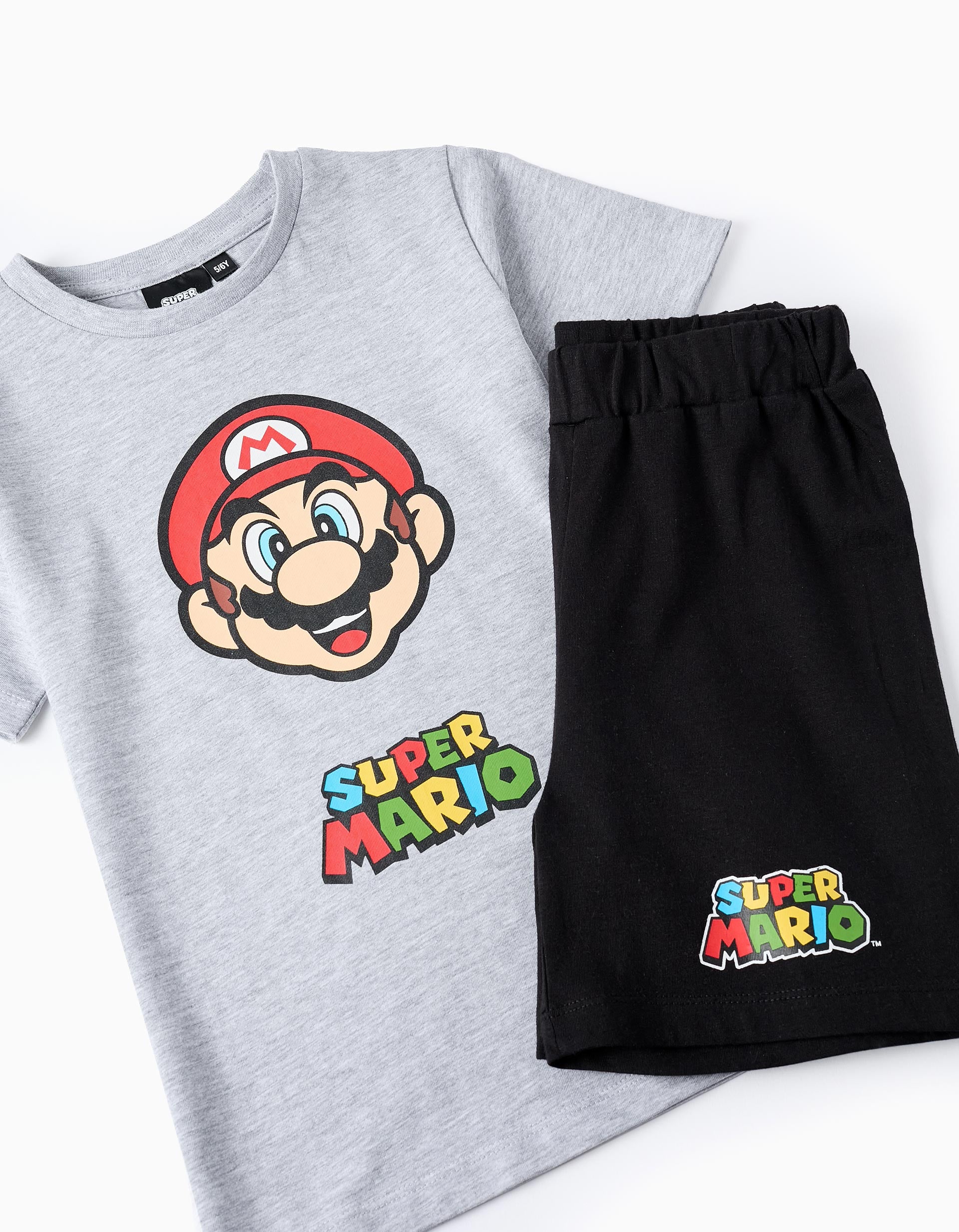 Cotton Pyjama for Boys 'Super Mario', Grey/Black