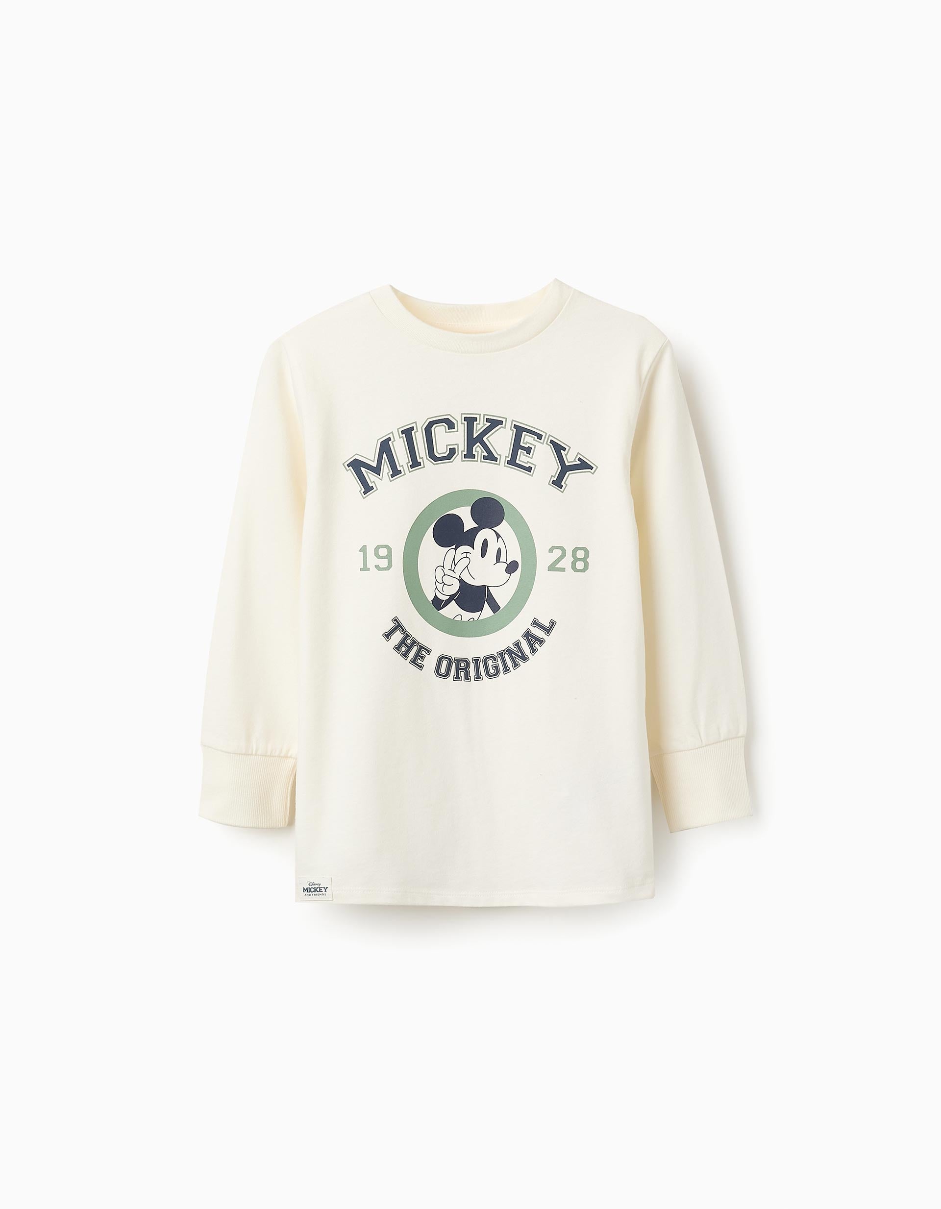 Camiseta de Manga Larga de Algodón para Niño 'Mickey', Blanco