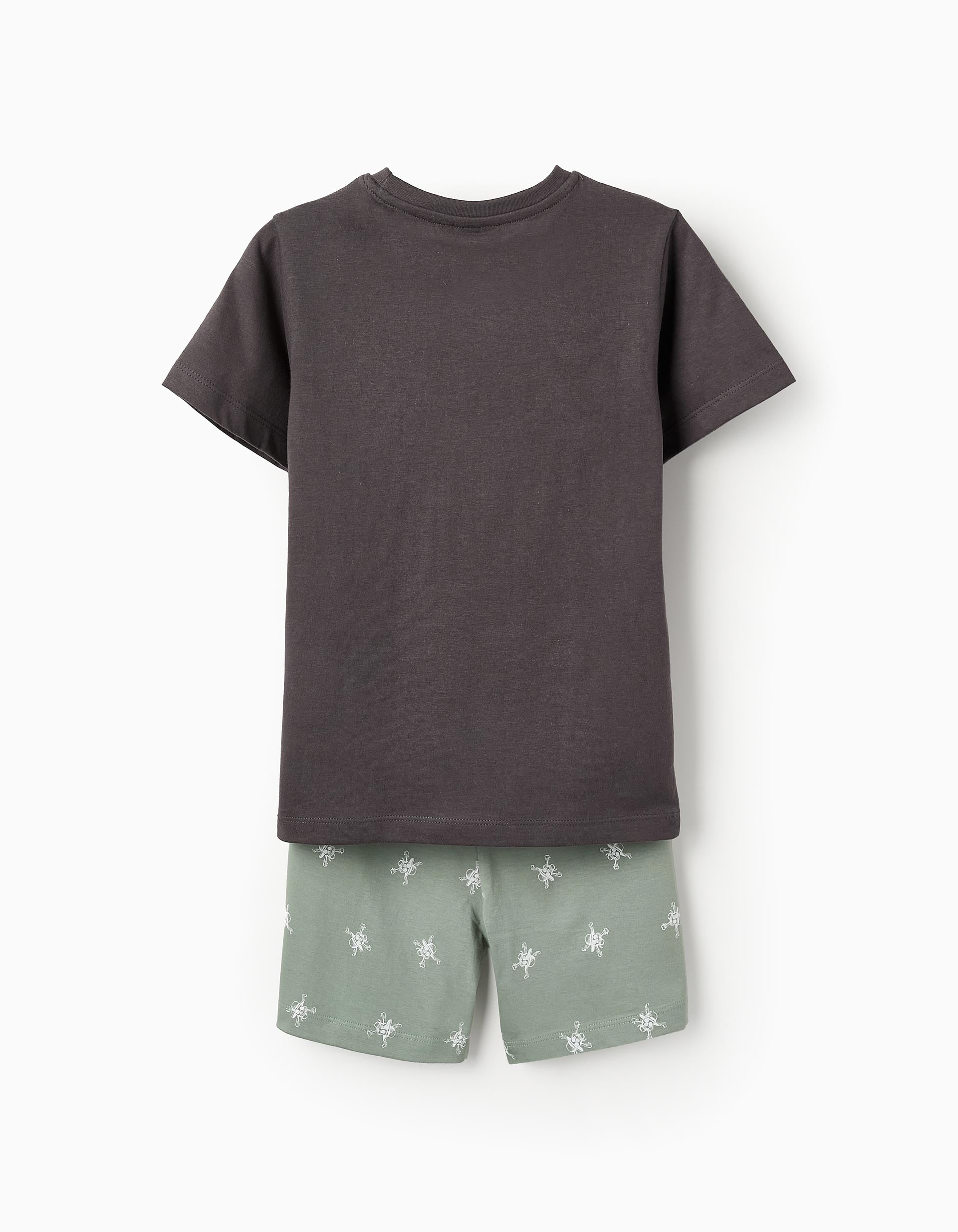 Cotton Pyjama for Boys 'One Piece', Grey/Green