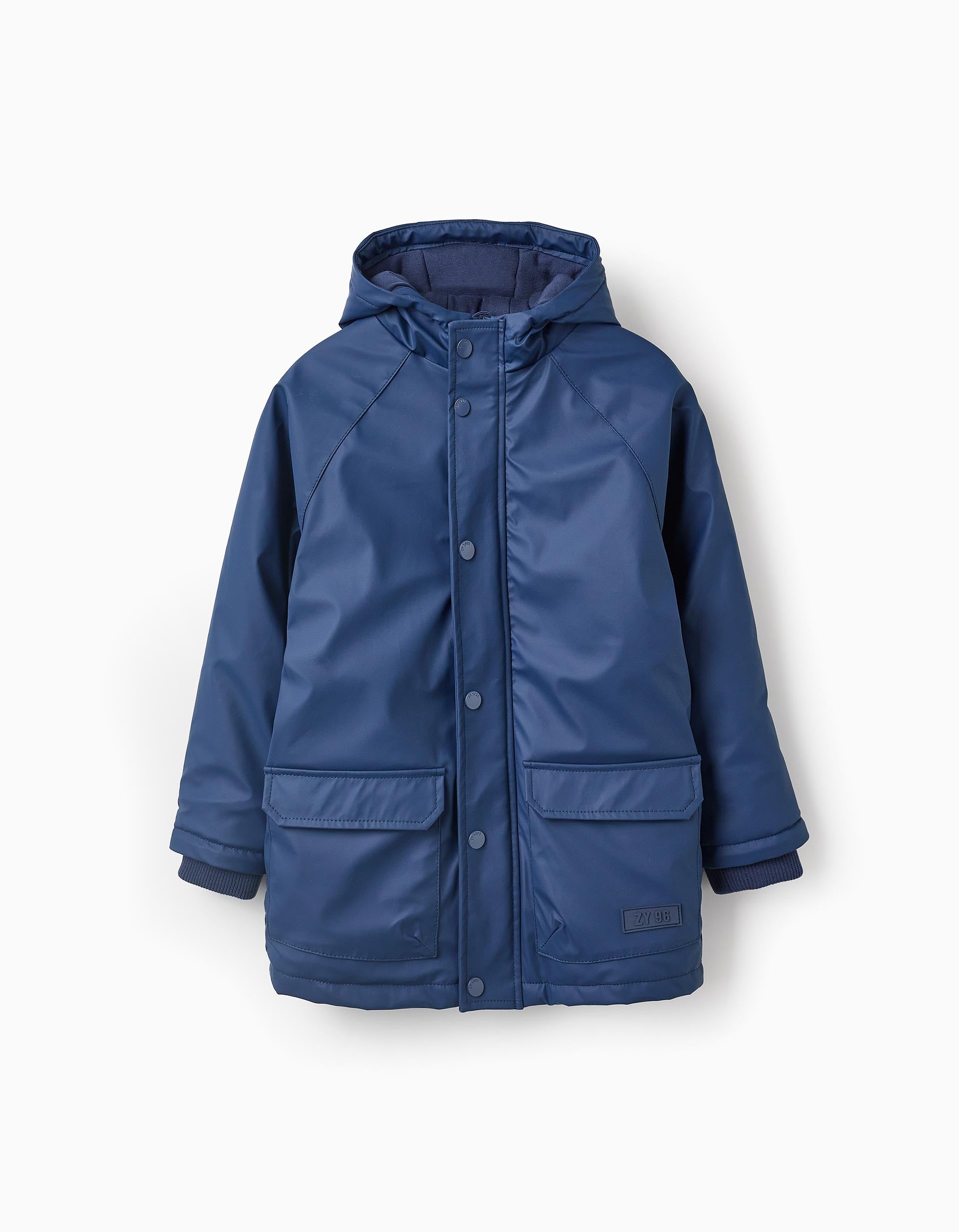 Parka Acolchoada de Borracha com Capuz para Menino, Azul Escuro