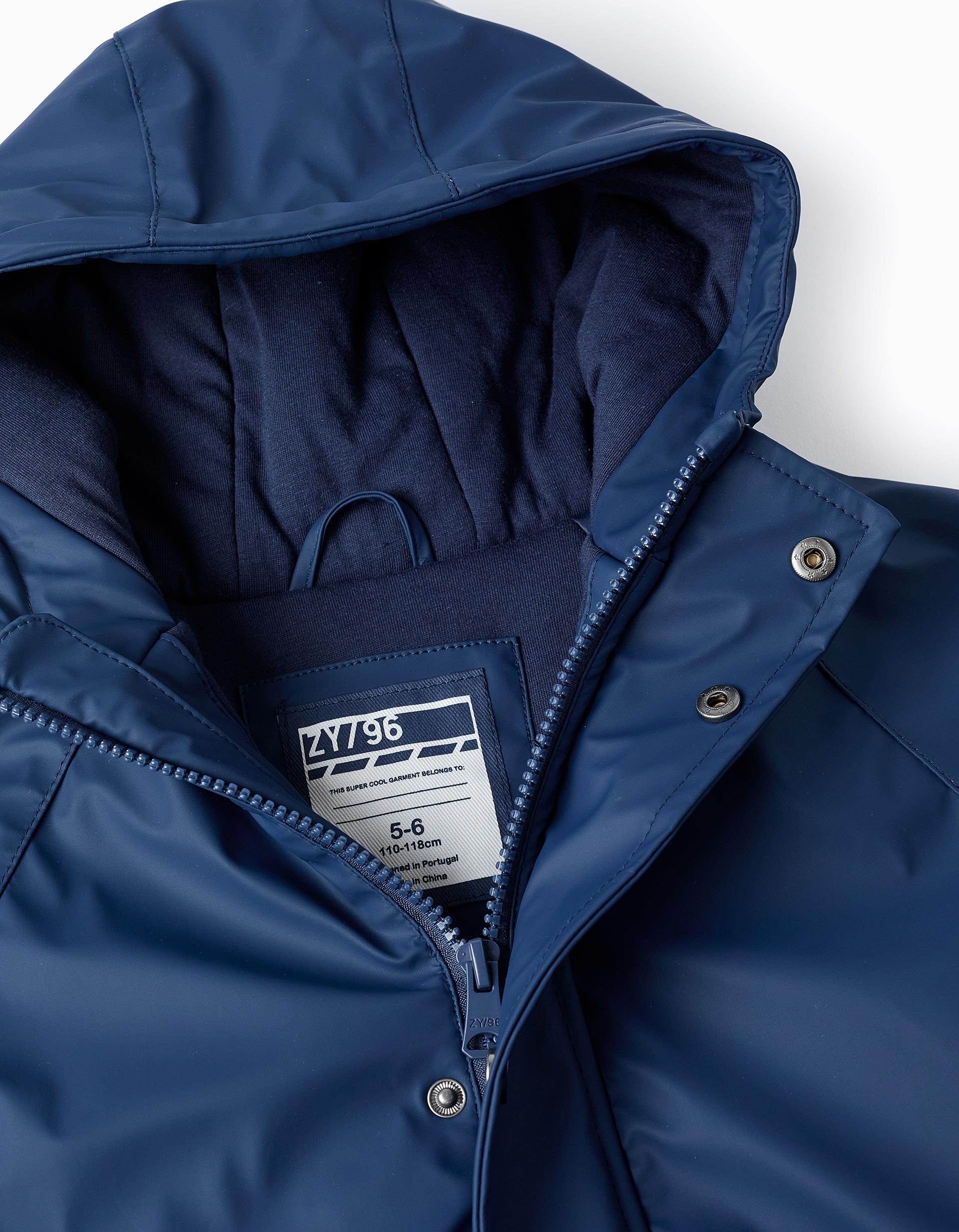 Parka Acolchada de Goma con Capucha para Niño, Azul Oscuro