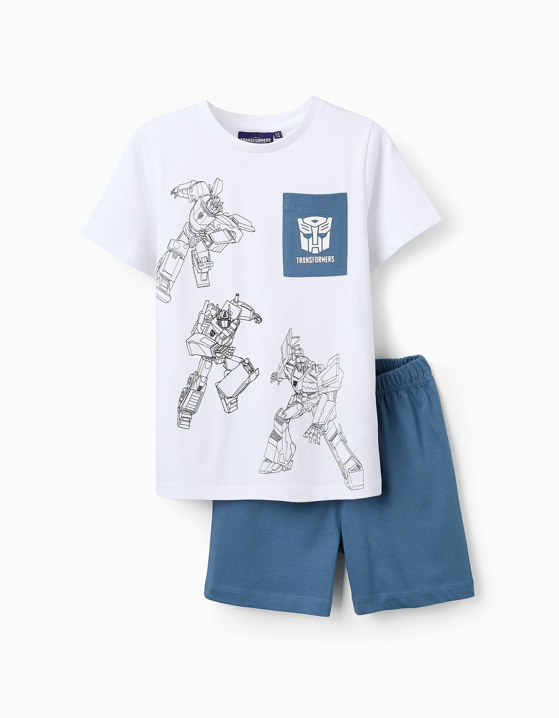 Cotton Pyjama for Boys 'Transformers', White/Blue