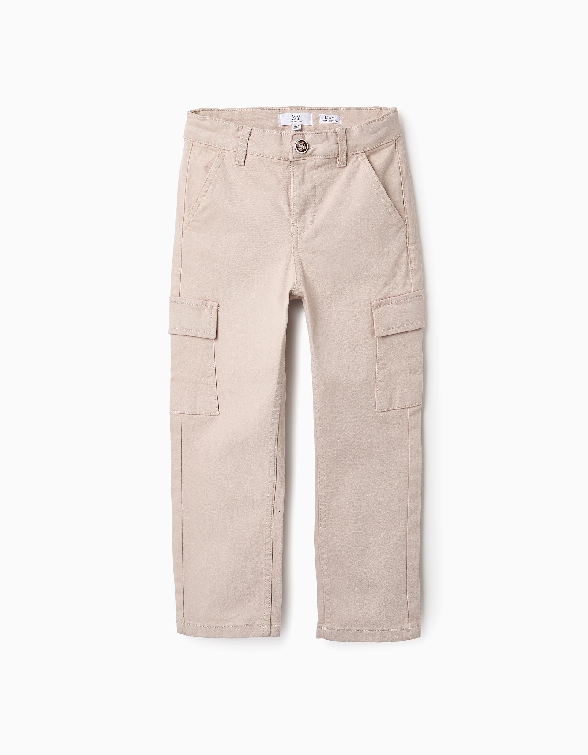 Twill Cargo Trousers for Boys 'Straight', Beige