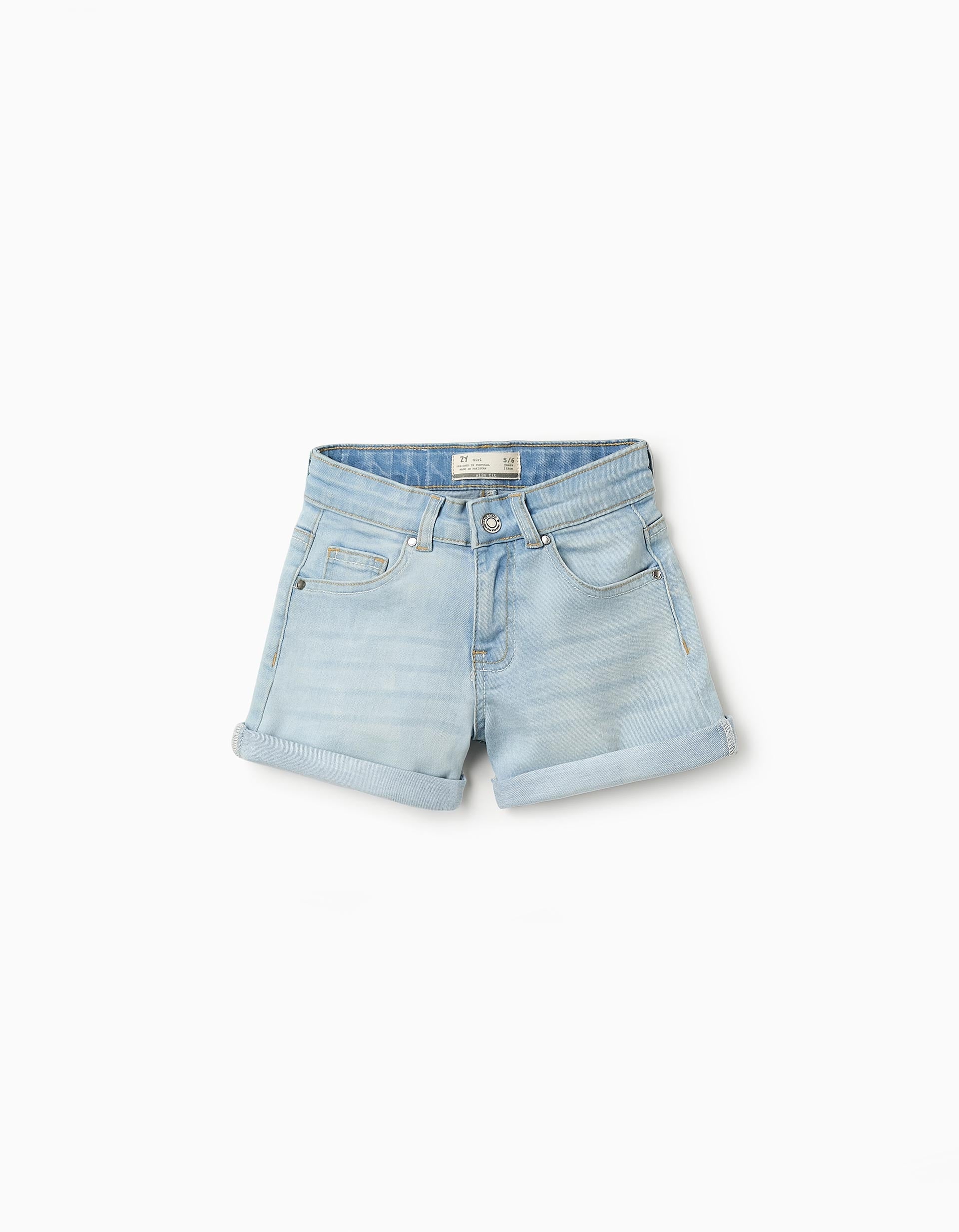 Short en Jean pour Fille, Bleu Clair