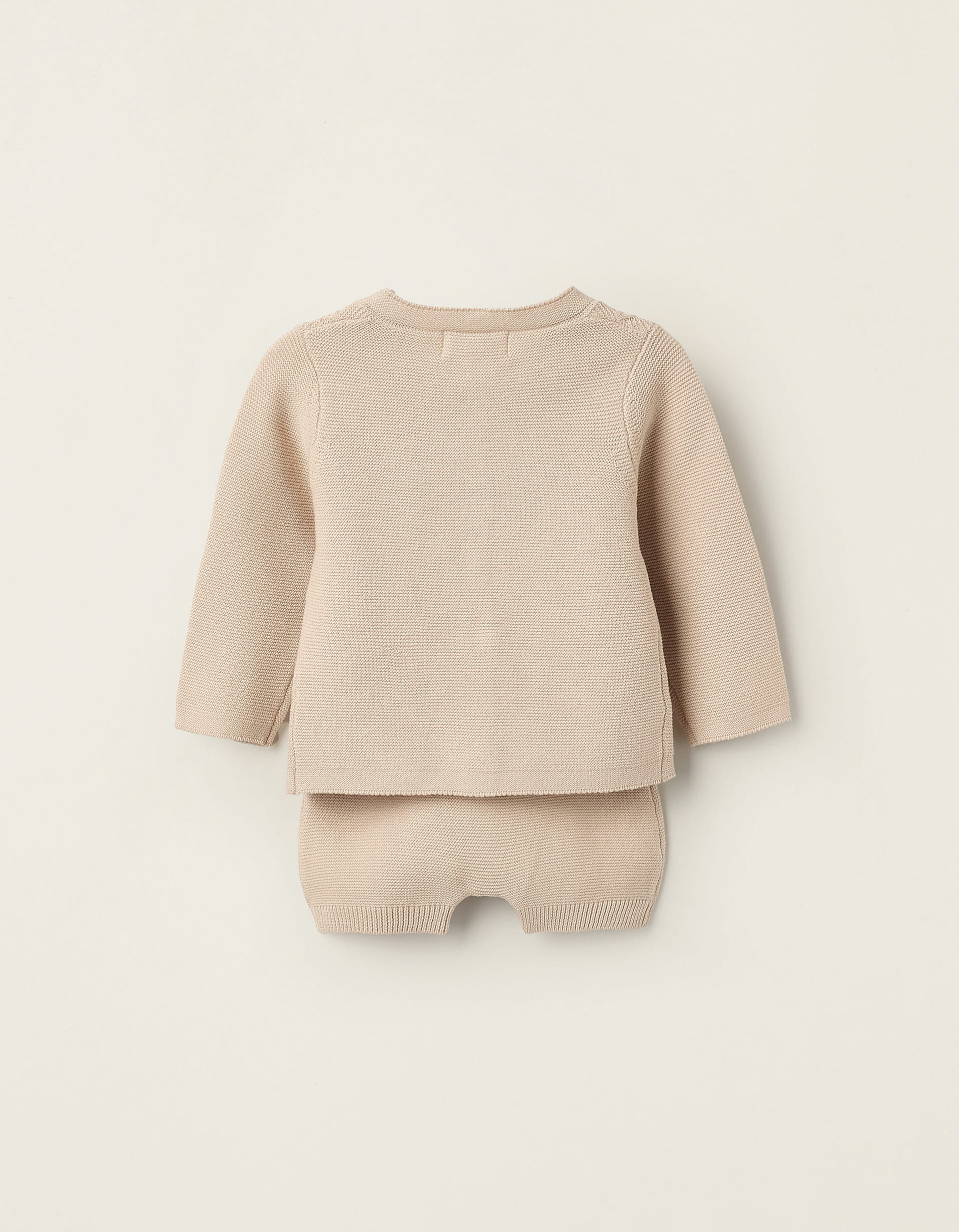 Combi-short + Gilet en Maille pour Nouveau-Né, Beige