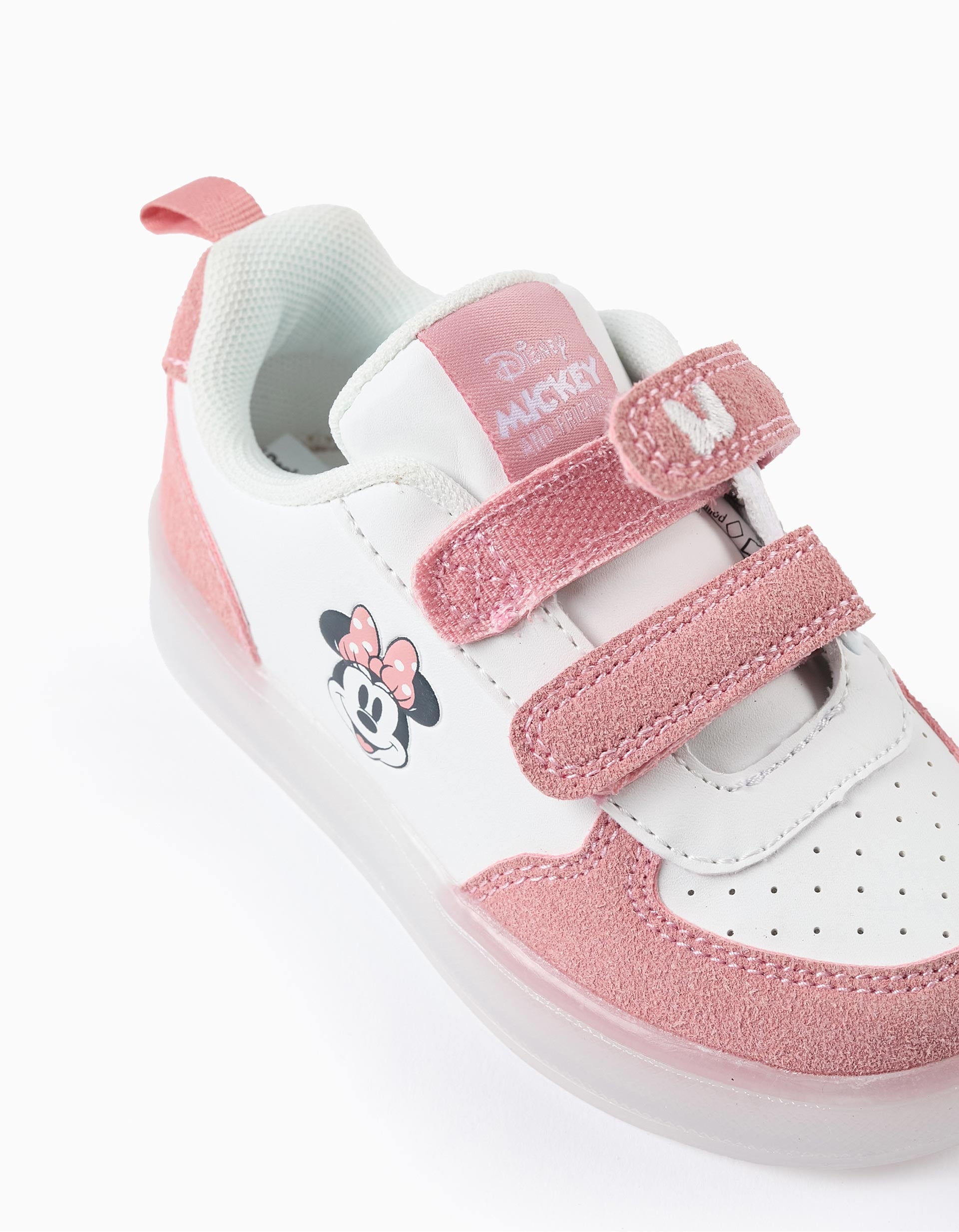 Sapatilhas com Luzes para Bebé Menina 'Minnie', Branco/Rosa