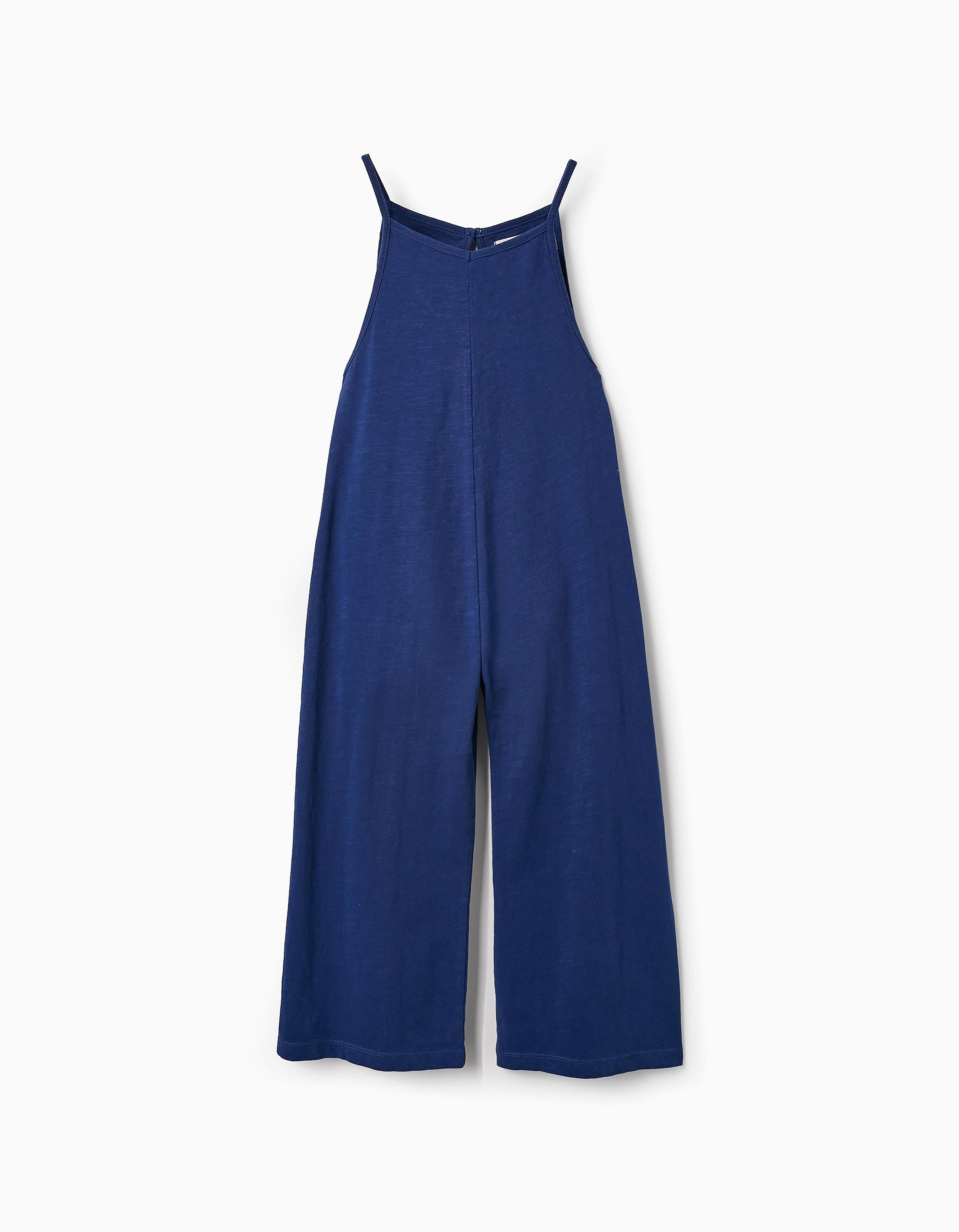 Wide Leg Cotton Jumpsuit for Girls, Blue