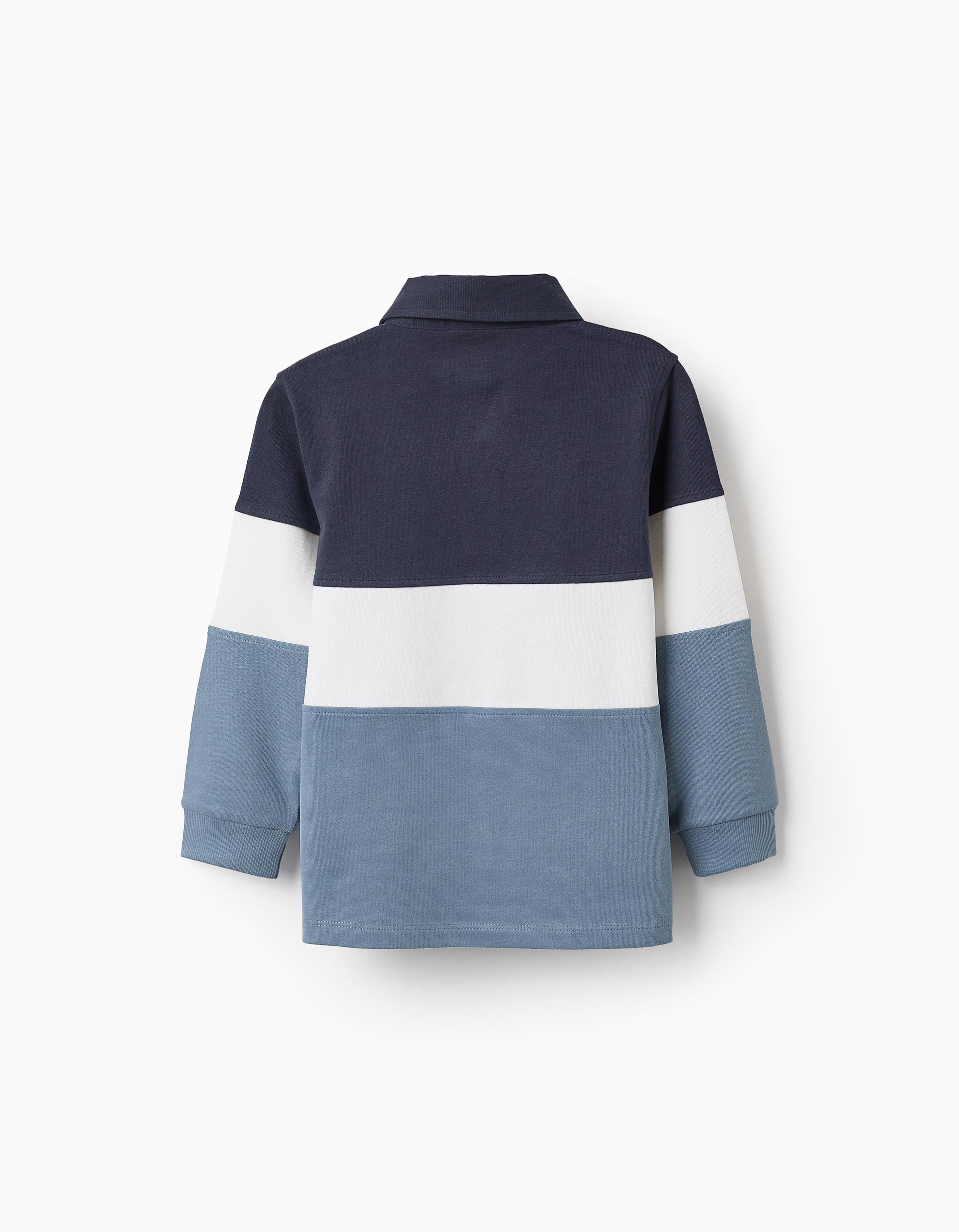 Polo en Coton en Colorblock pour Garçon, Bleu/Blanc