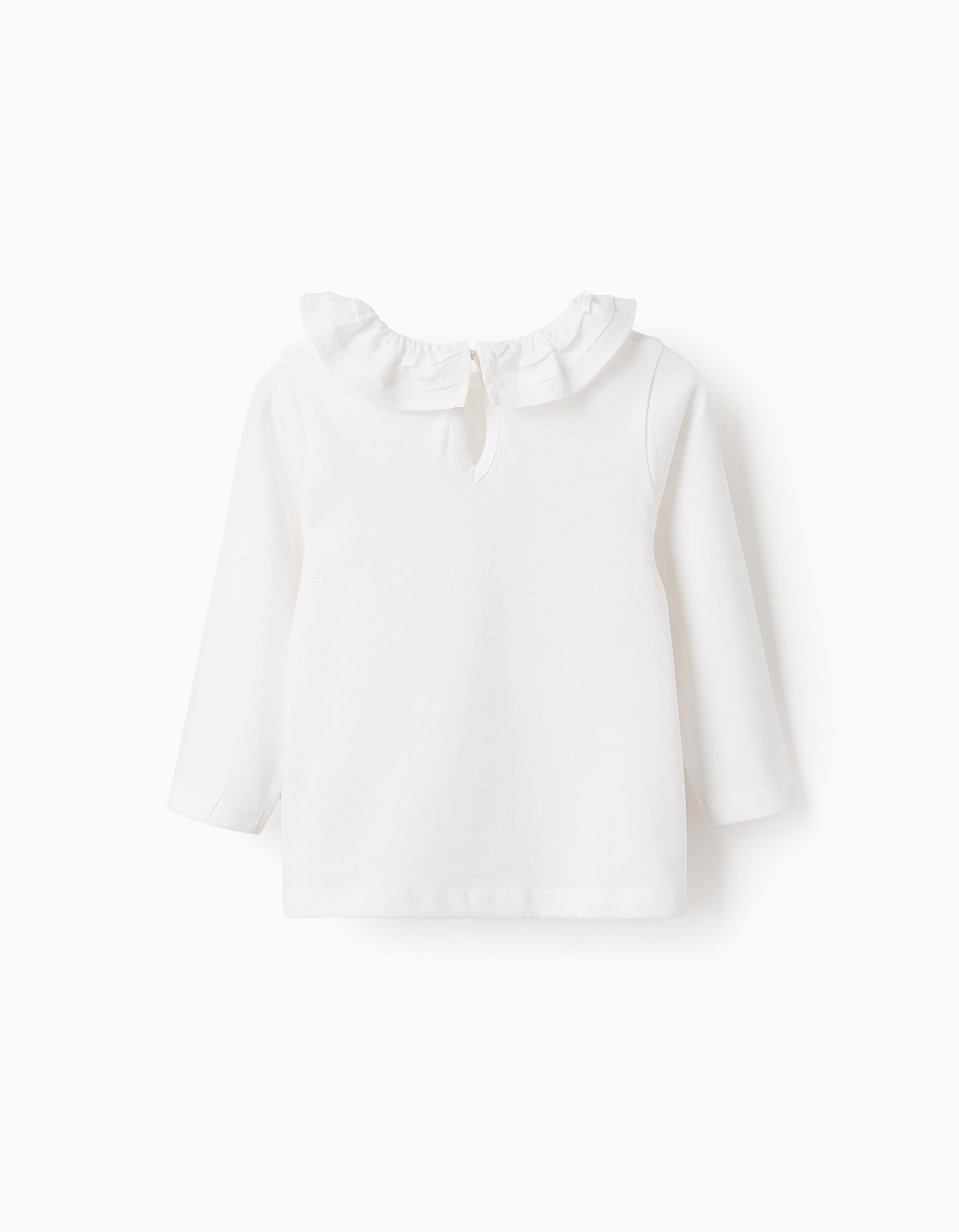 T-shirt Uni avec Volants pour Bébé Fille, Blanc