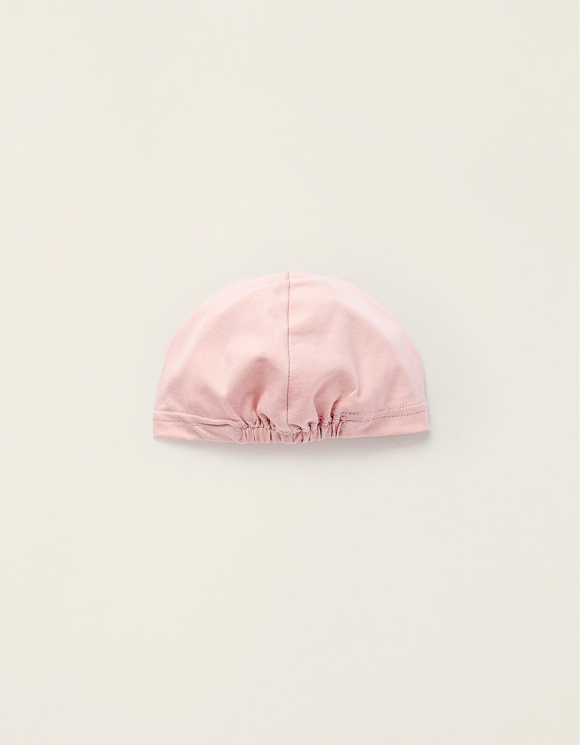 Gorro Turbante de Algodão com Laço para recém-Nascida, Rosa