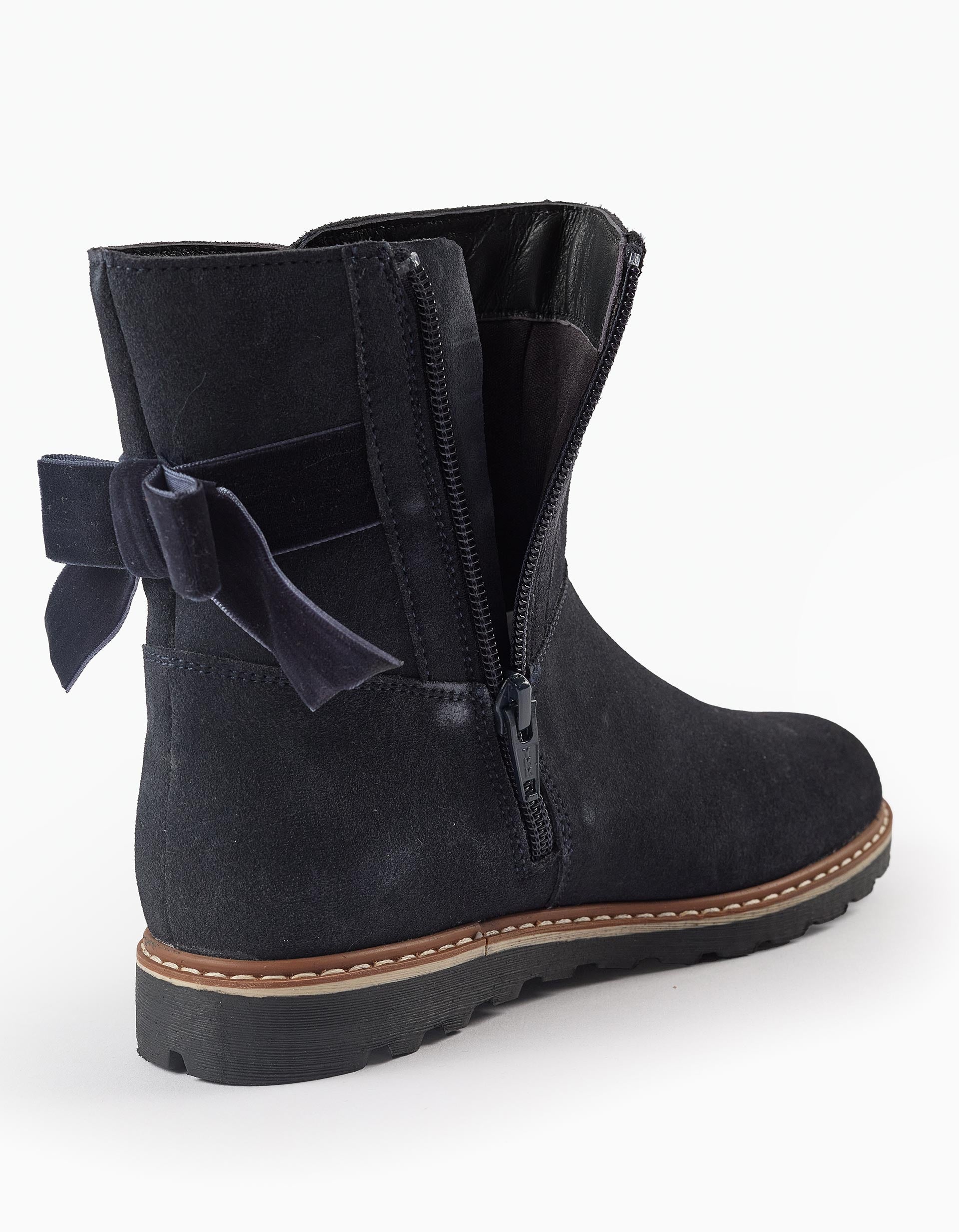 Suede Boots with Bow for Girls, Dark Blue