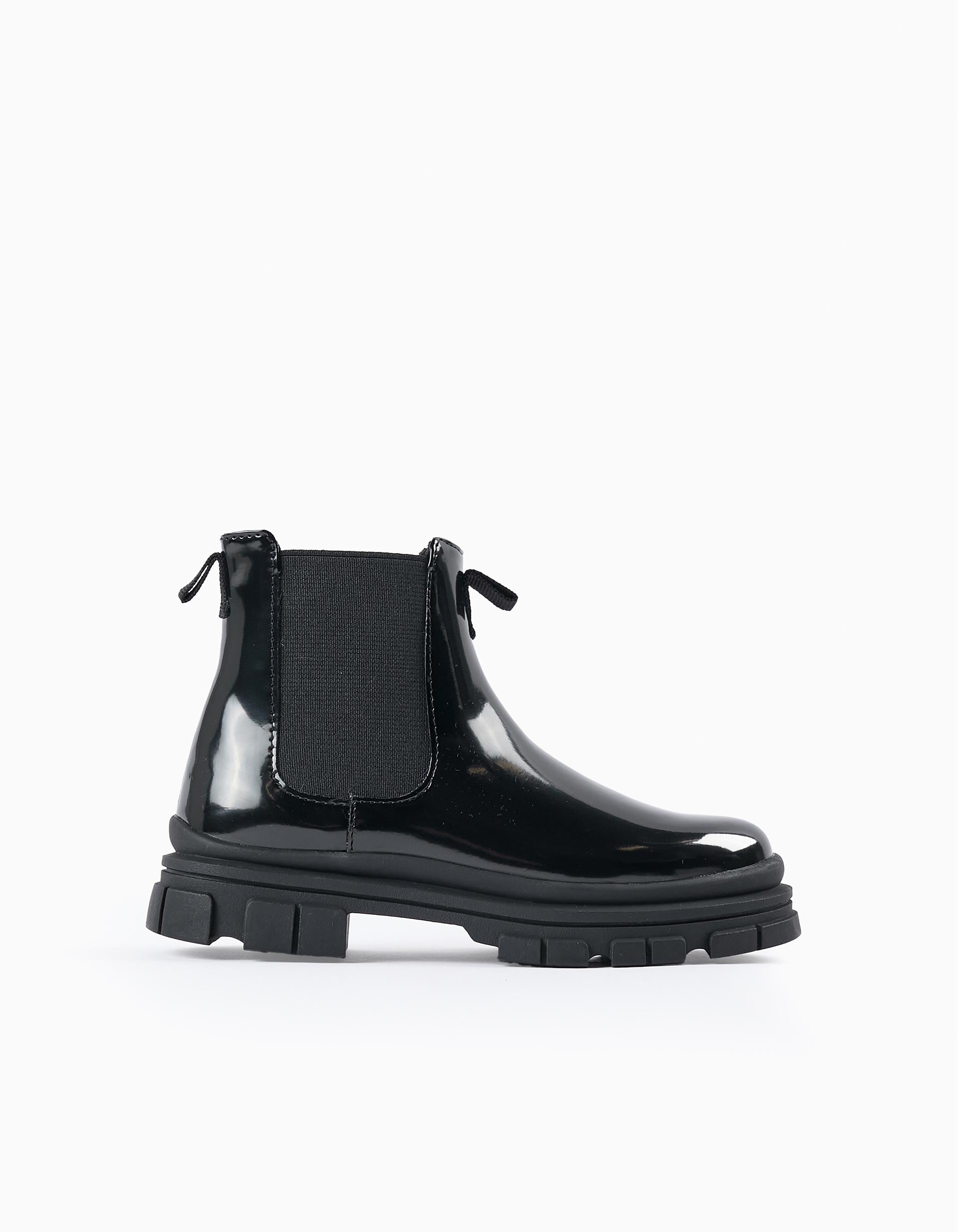 Botas de Verniz com Elásticos para Menina, Preto