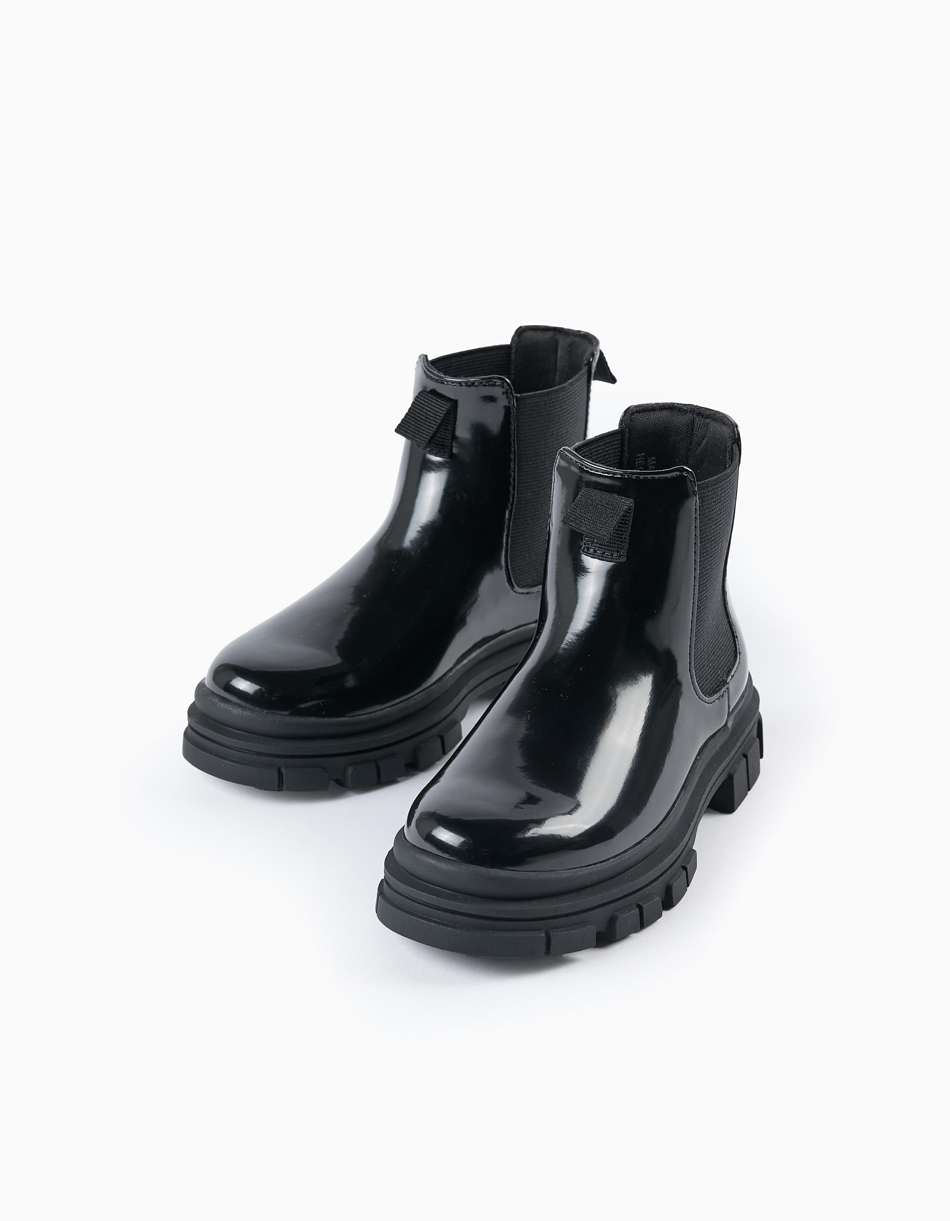 Botas de Charol con Elásticos para Niña, Negro