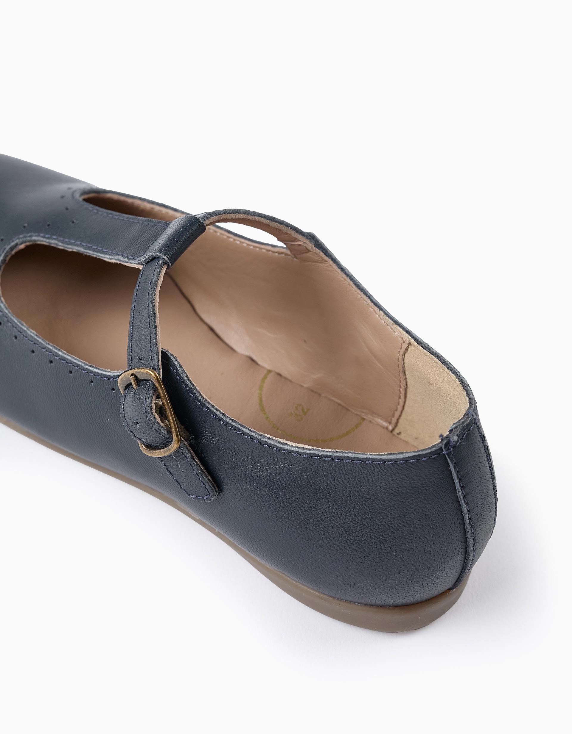 Ballerines en Cuir pour Fille, Bleu Foncé