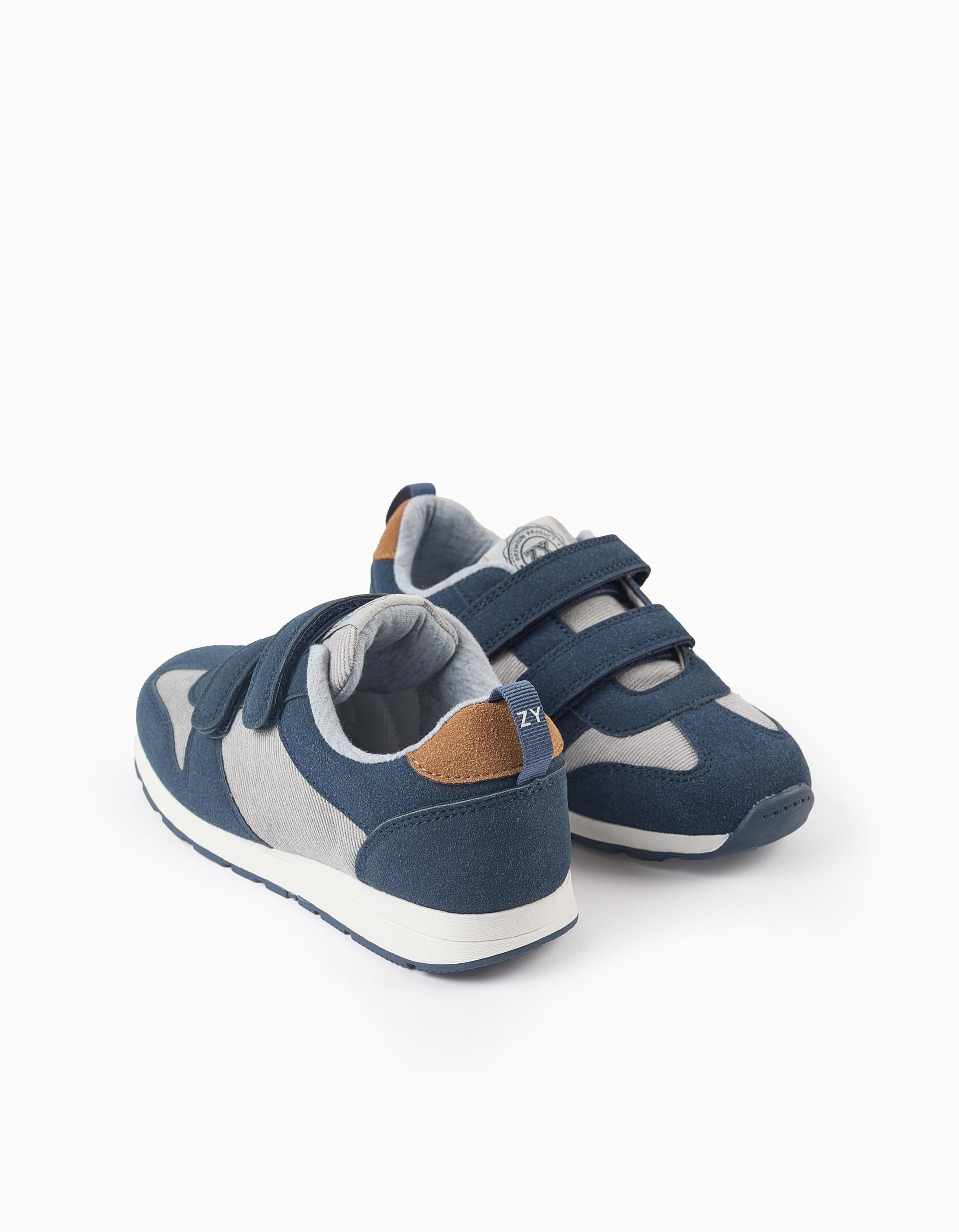 Zapatillas de Antelina y Pana para Niño, Azul/Gris