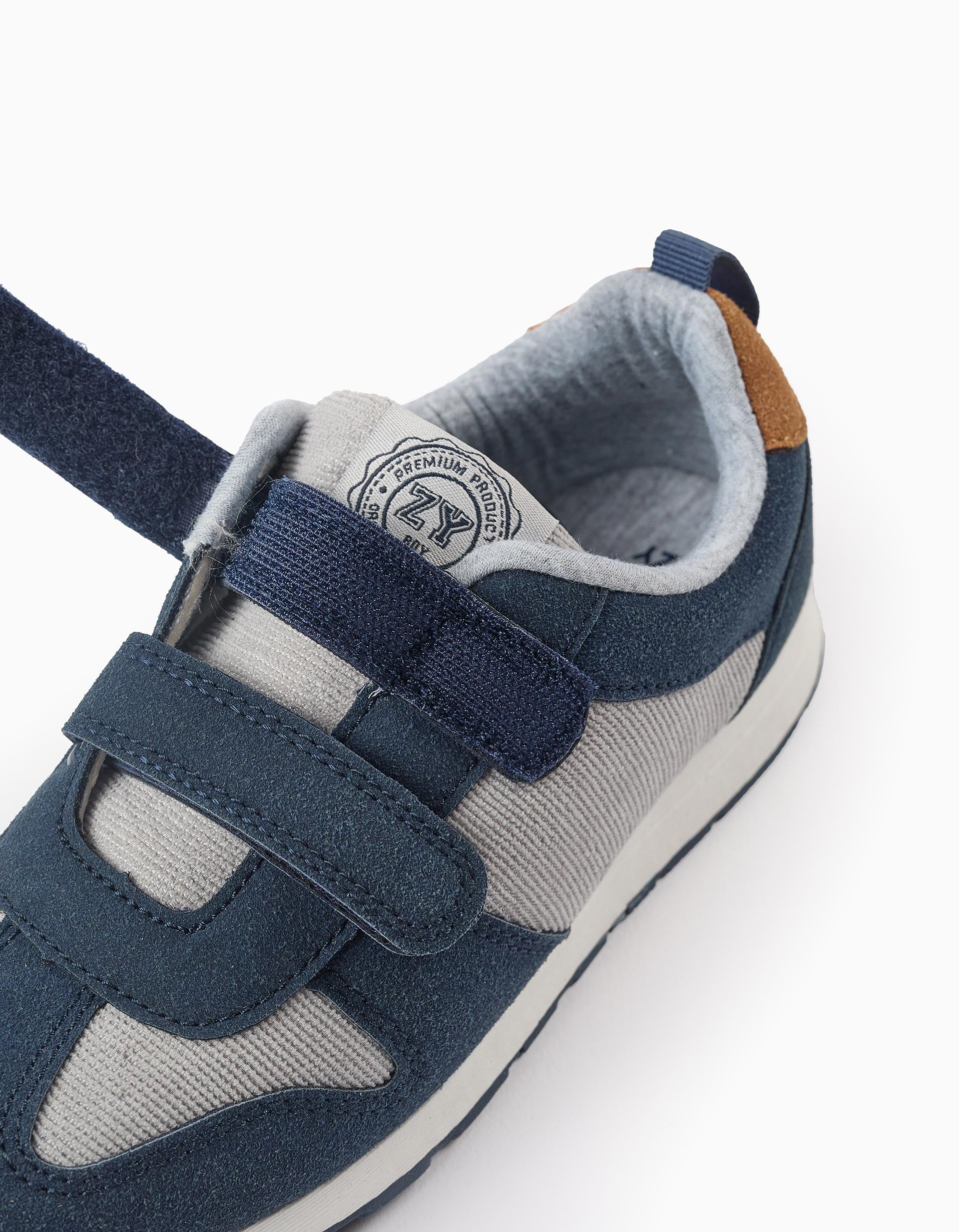 Suede and Corduroy Trainers for Boys, Blue/Grey