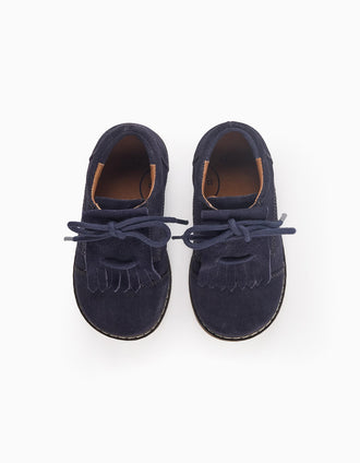 Suede Baby Shoes, Dark Blue