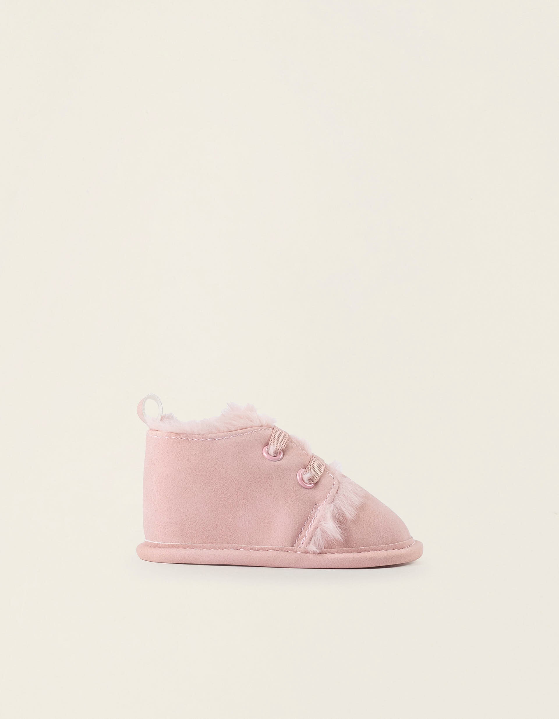 Suedette Boots with Faux Fur Lining for Newborn Girls, Pink