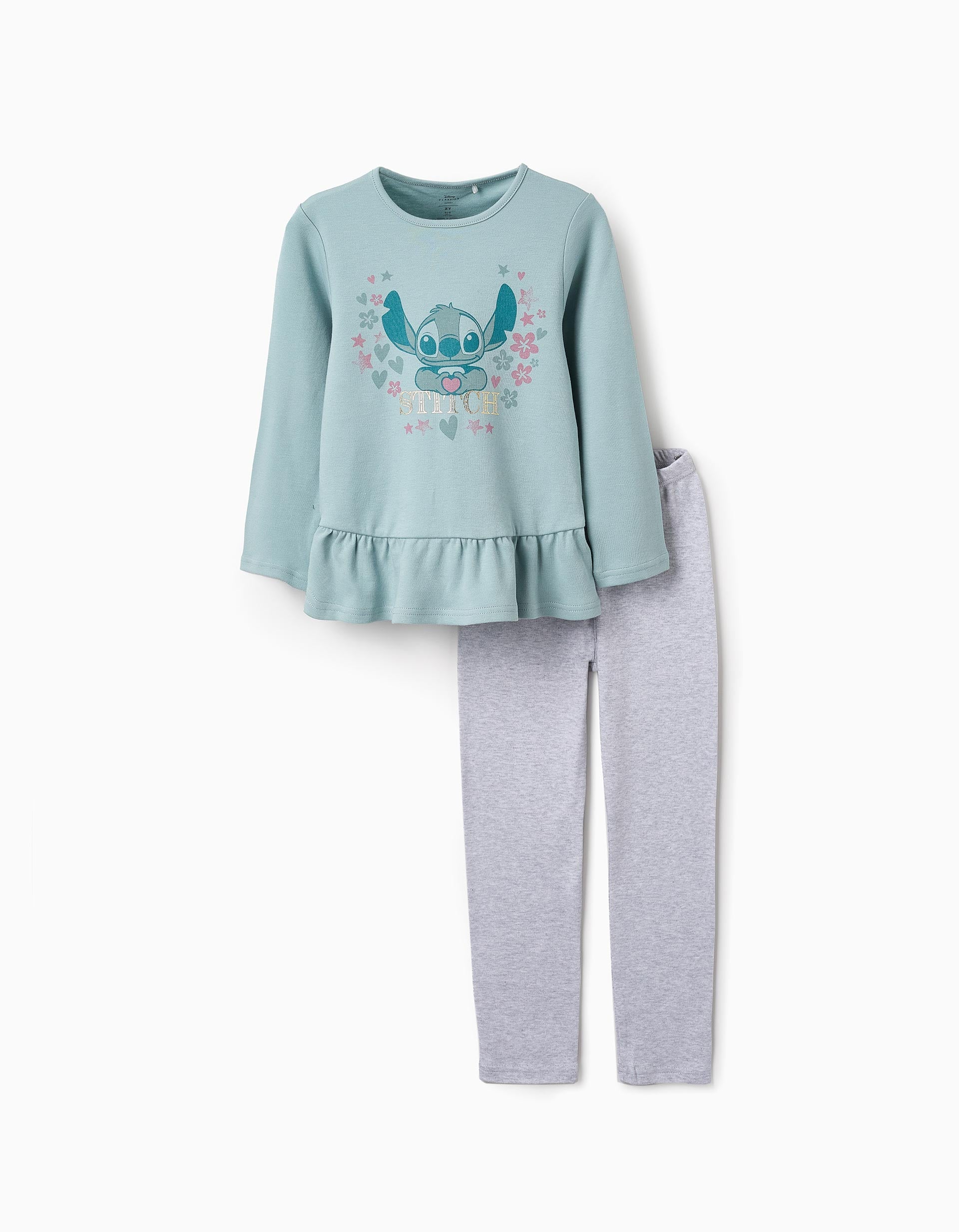 Pijama de Algodão para Menina 'Stitch', Bleu/Gris