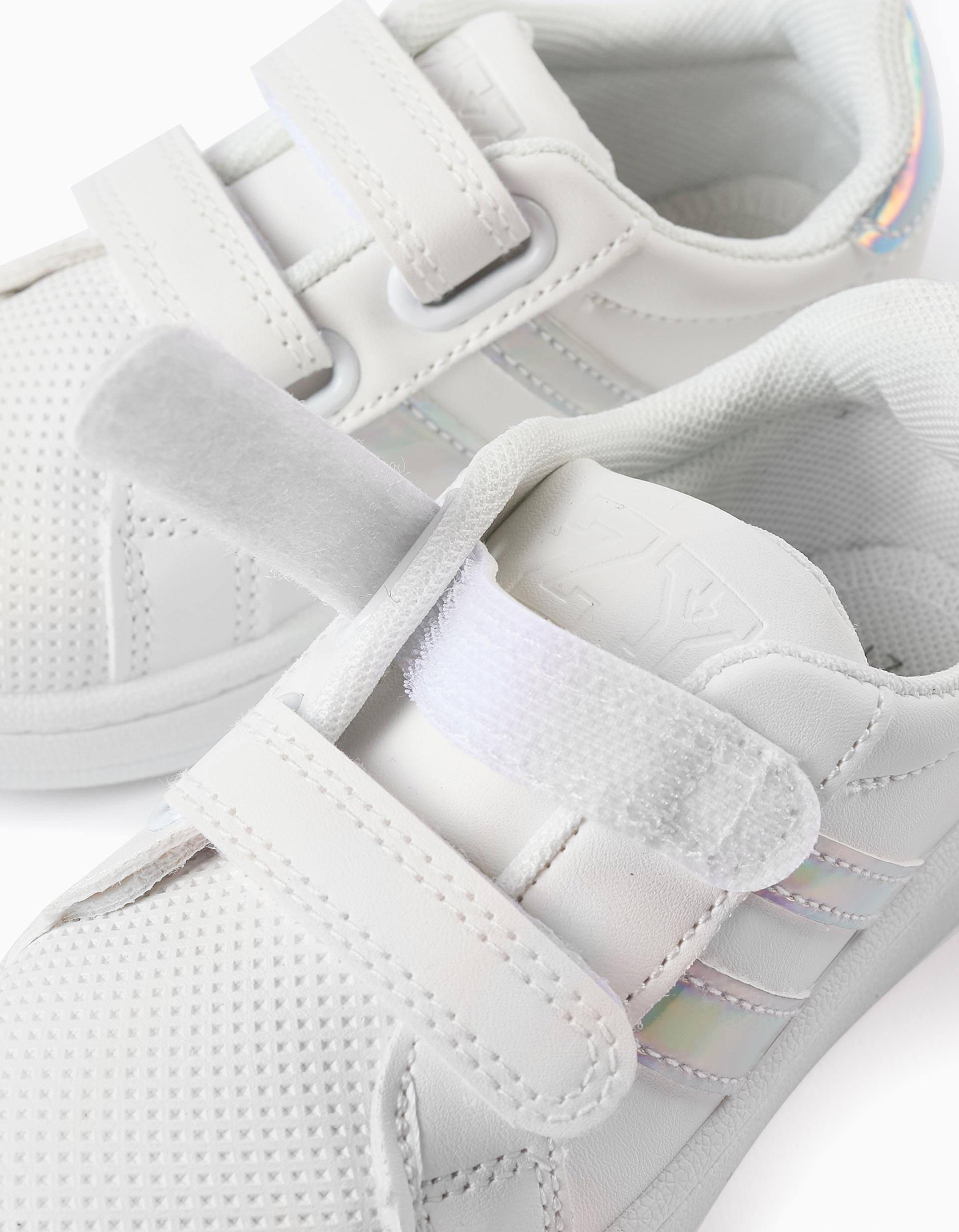 Trainers with Stripes for Baby Girls, White/Iridescent