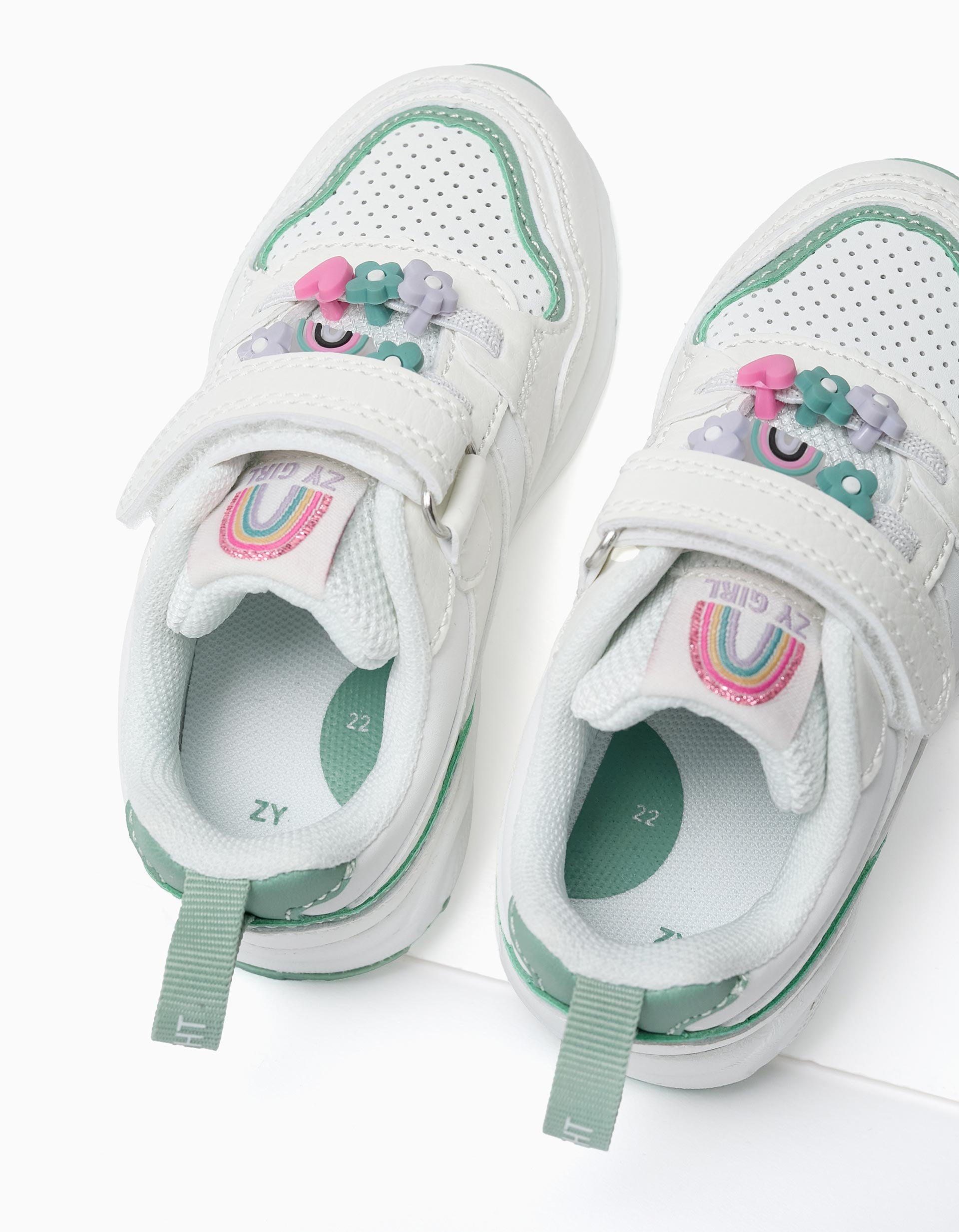 Baskets pour Bébé Fille 'ZY Superlight - Fleurs', Blanc/Vert