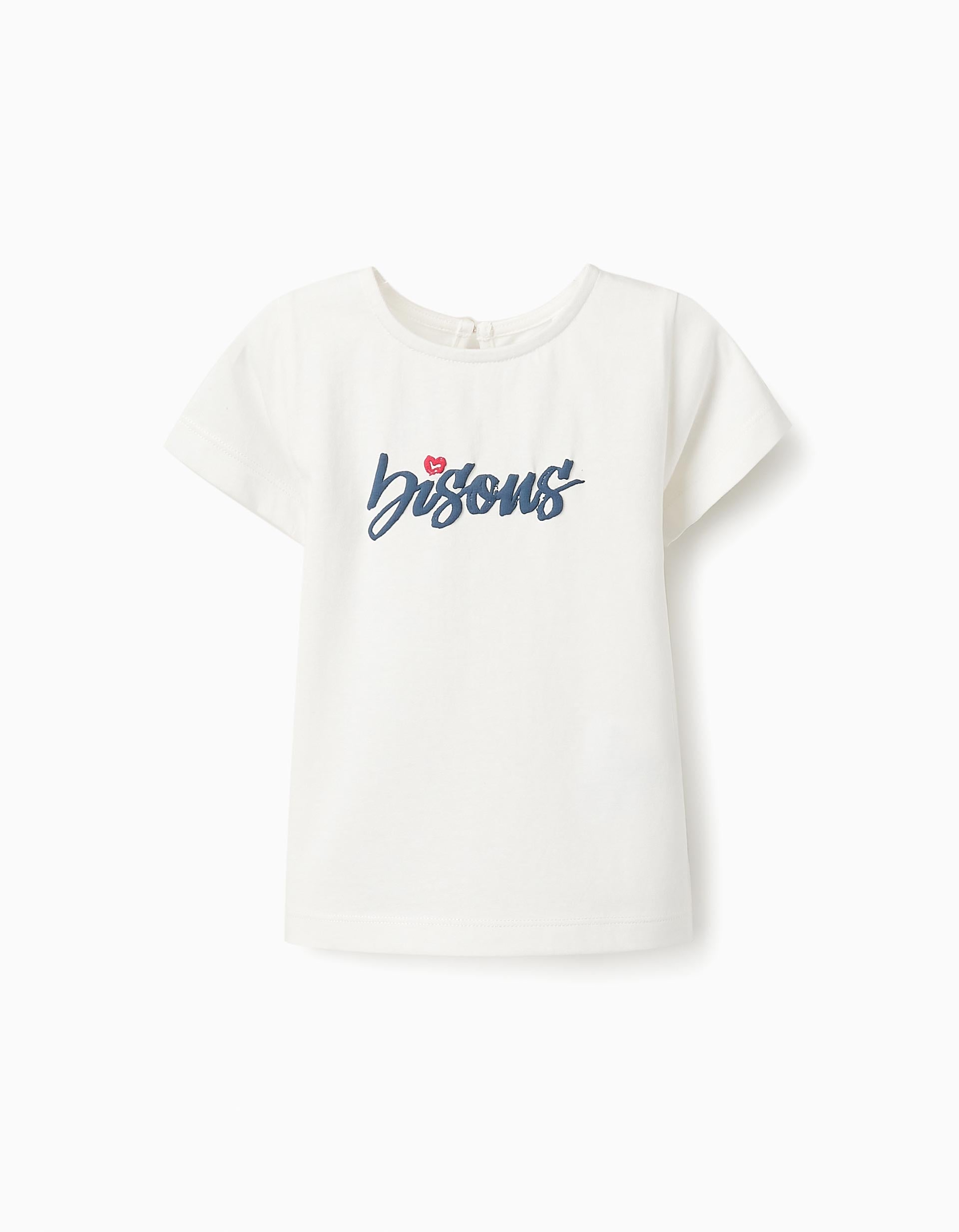 Camiseta de Algodón para Bebé Niña 'Paris', Blanco