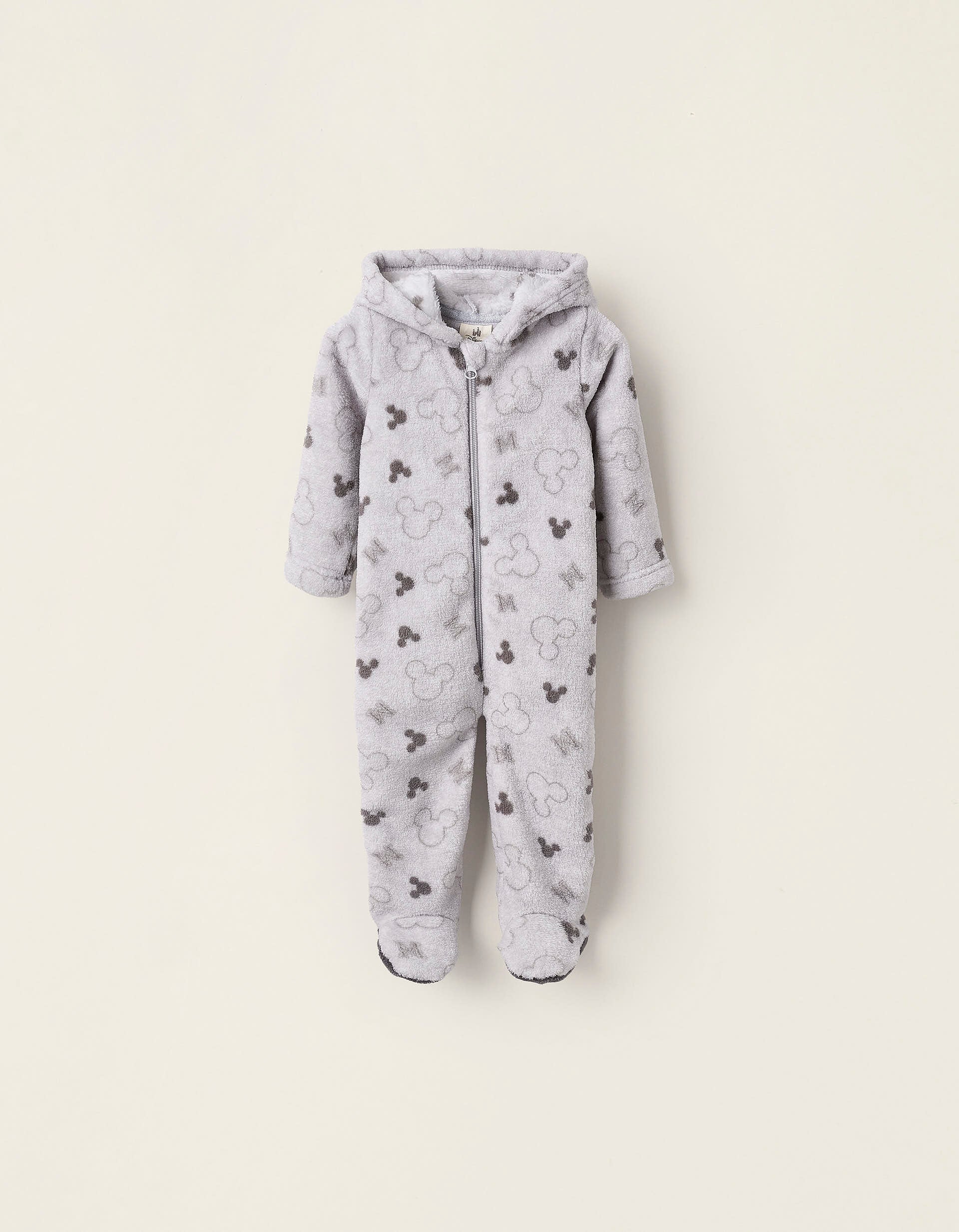 Surpyjama en Polaire avec Capuche pour Bébé Garçon 'Mickey', Gris