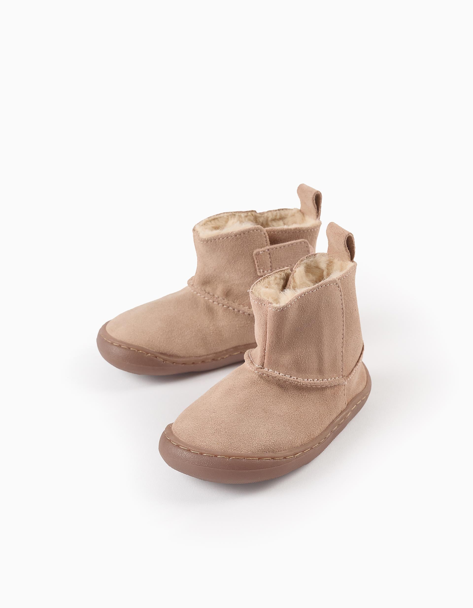 Botas de Ante con Pelo para Bebé Niña, Rosa