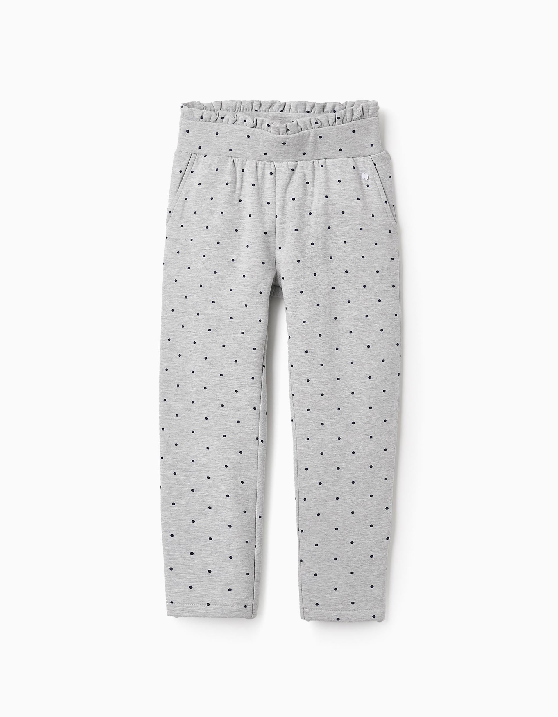 Pantalón de Punto de Lunares para Niña, Gris