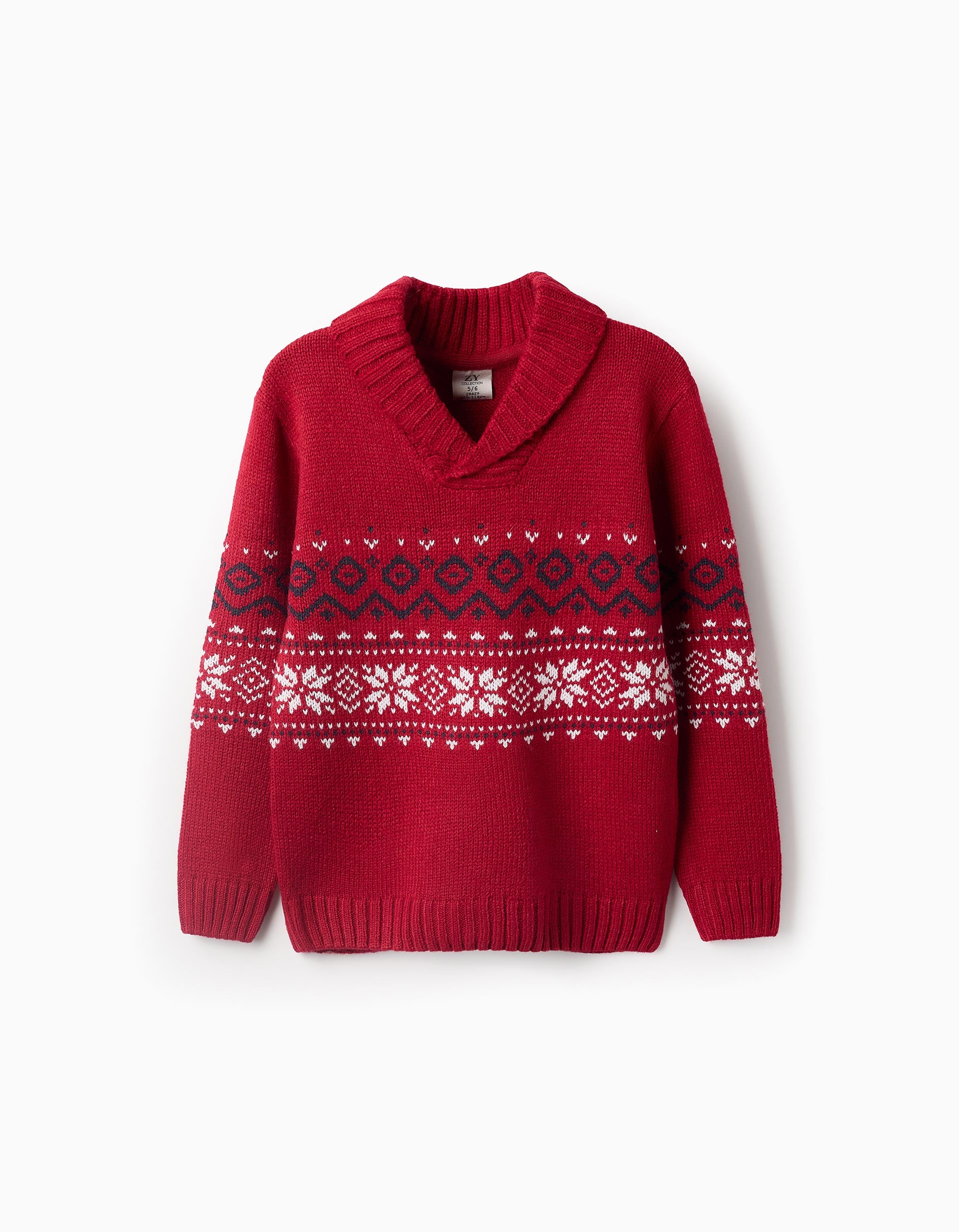 Pull en Maille avec Col Châle pour Garçon, Rouge