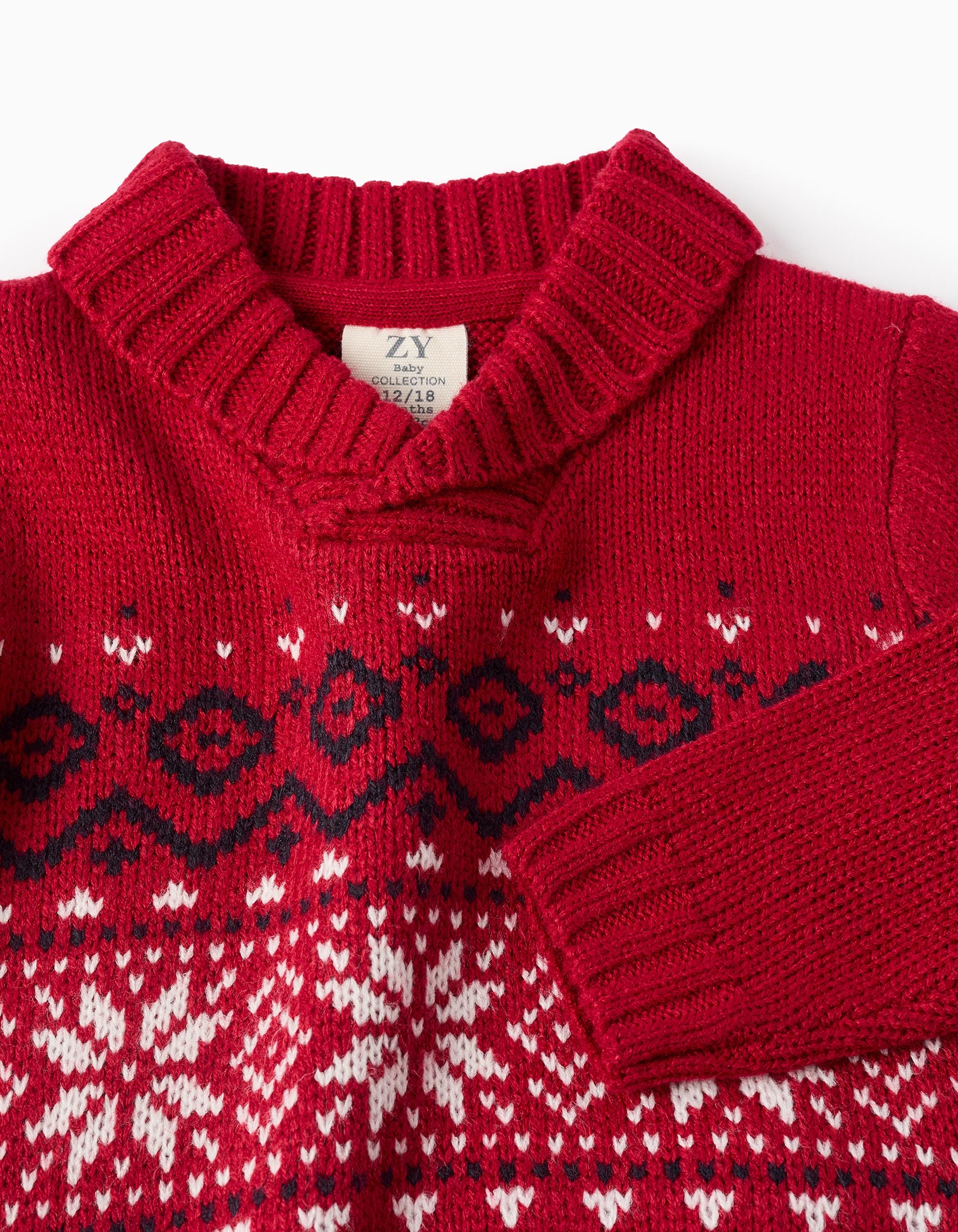 Pull en Maille avec Col Châle pour Bébé Garçon, Rouge