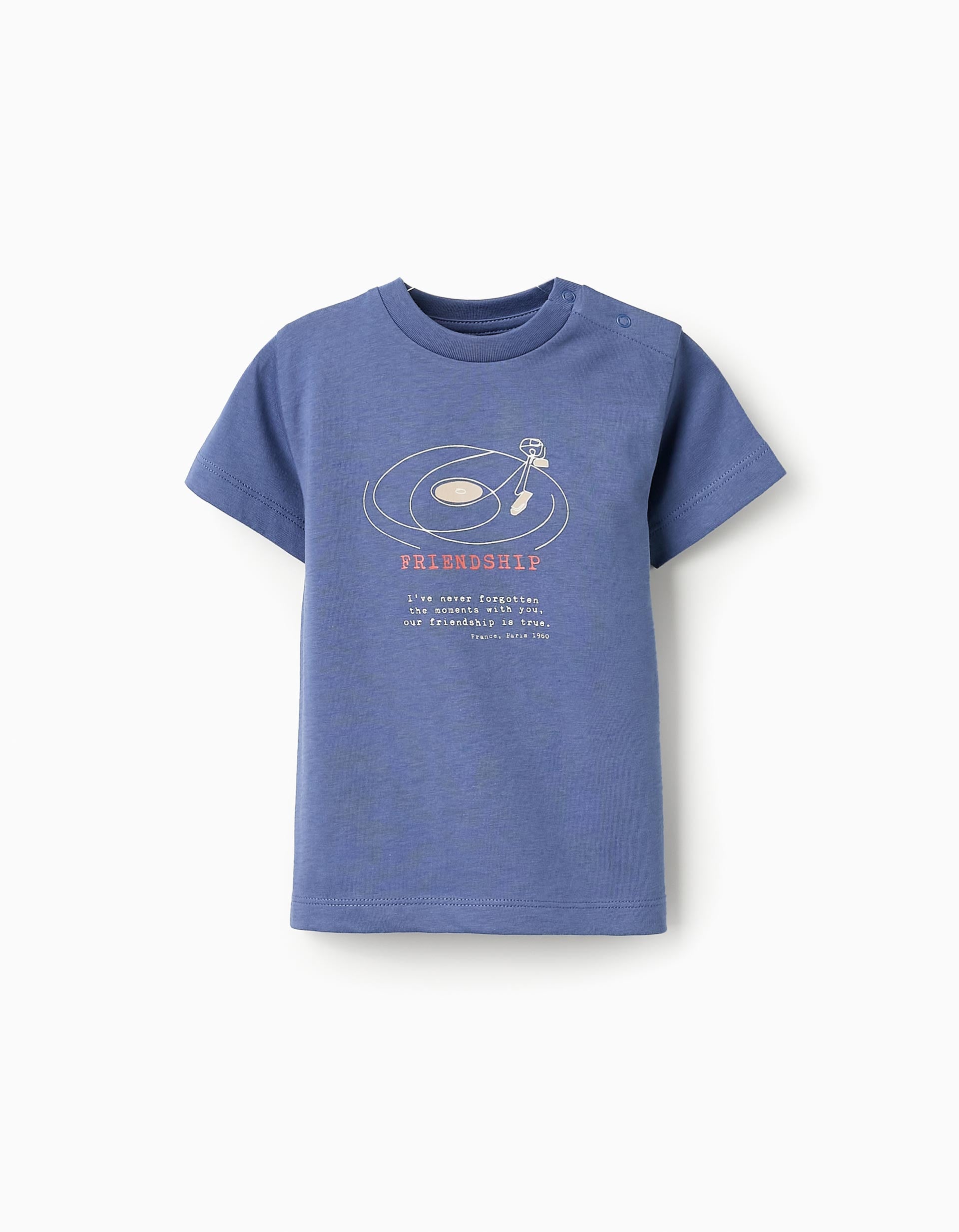 T-shirt de Algodão para Bebé Menino 'Amizade', Azul