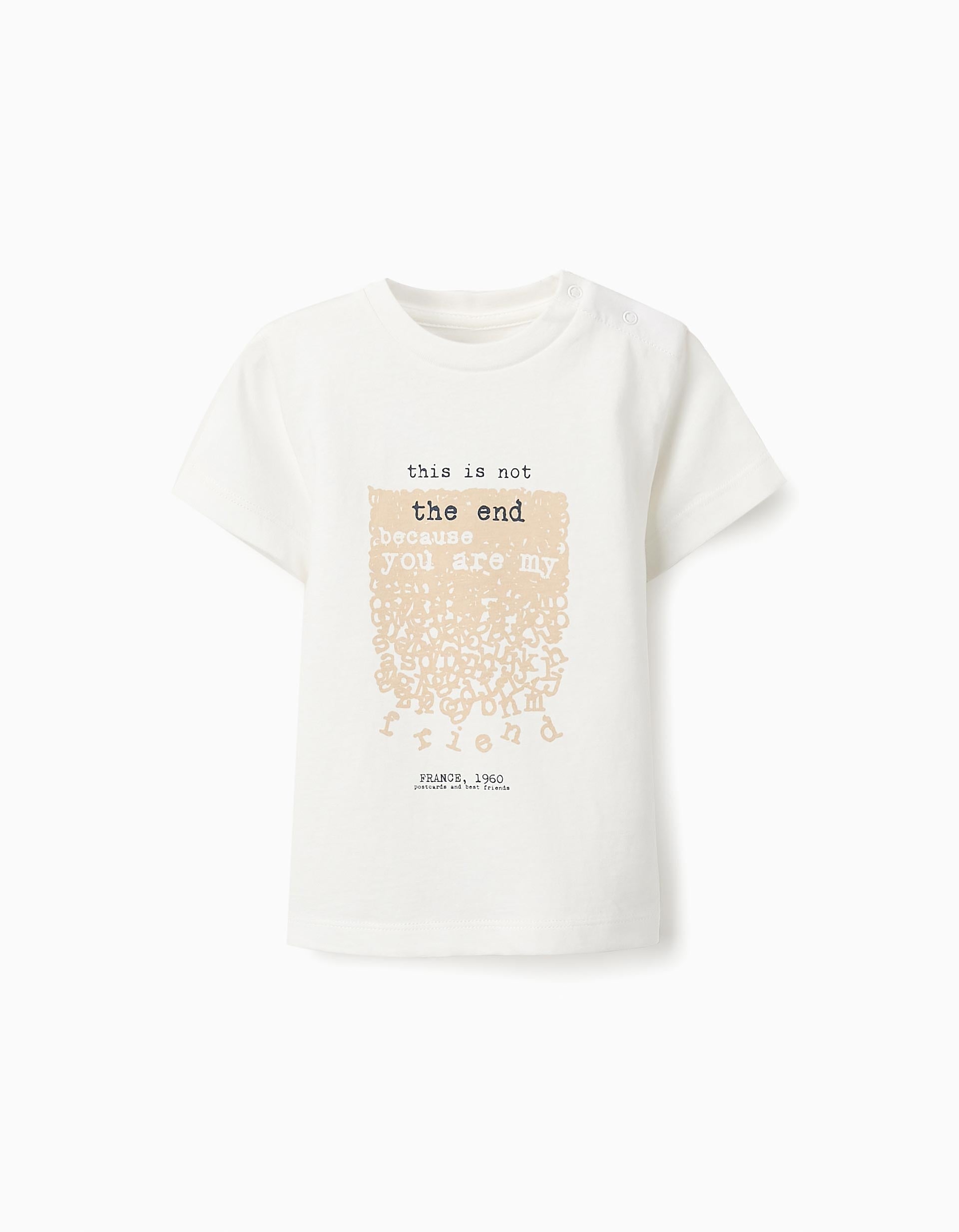 T-shirt de Algodão para Bebé Menino 'Amigo', Branco