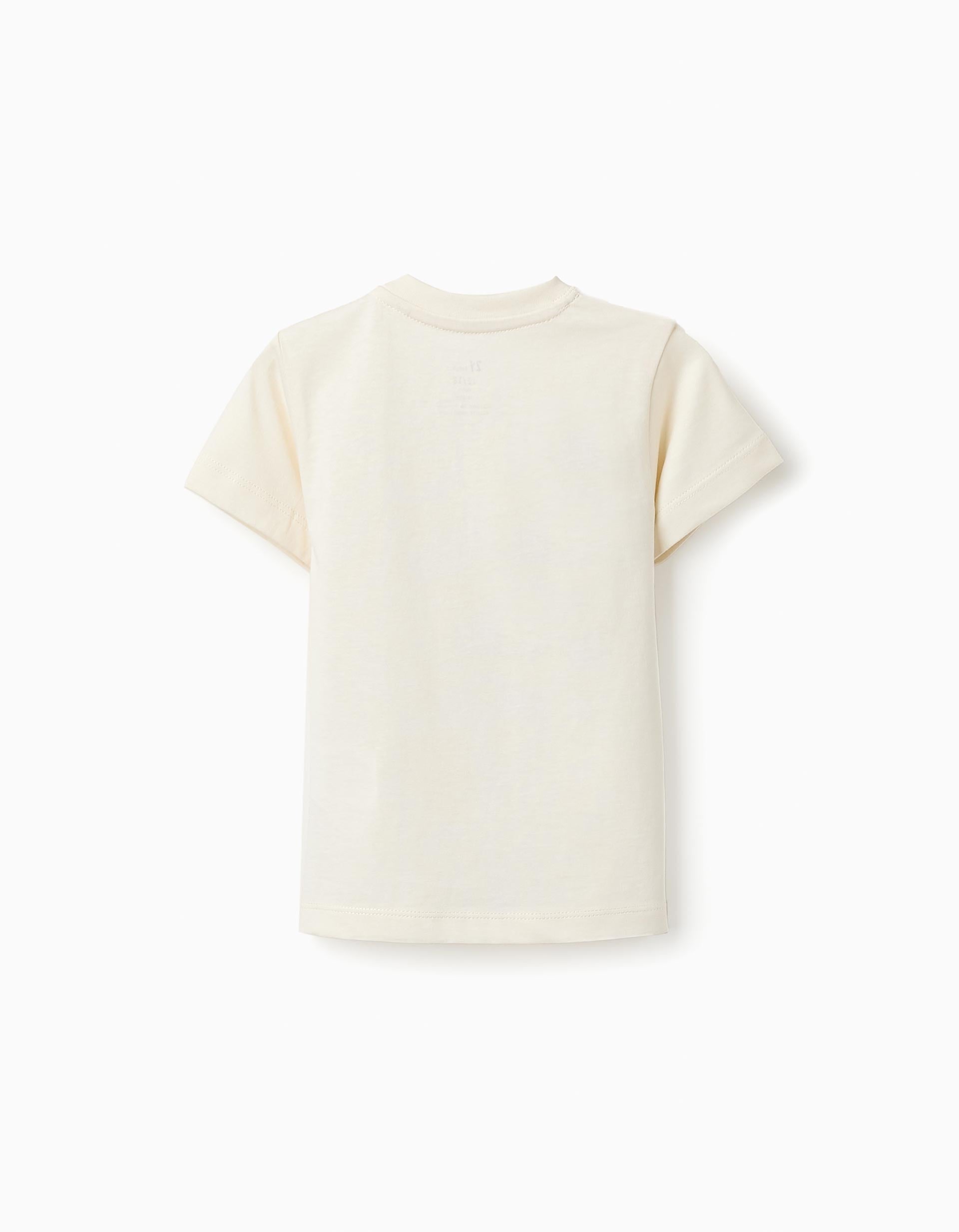 T-shirt de Coton pour Bébé Garçon 'Voiture', Blanc