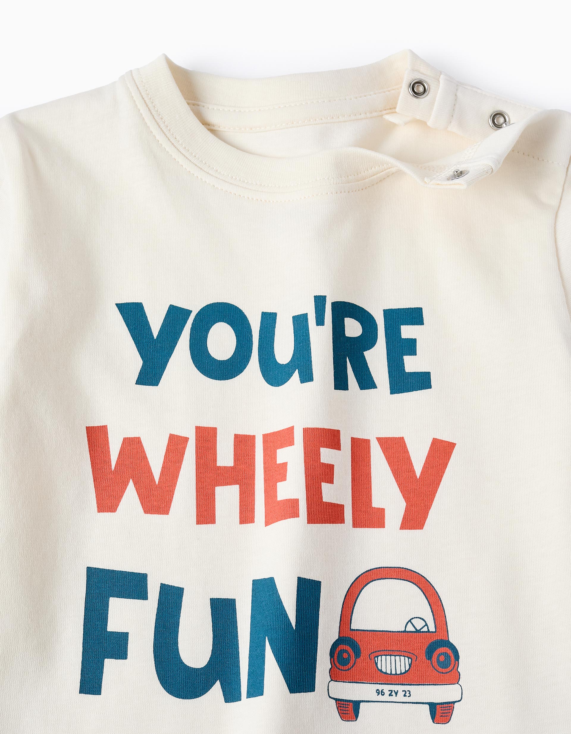 T-shirt de Coton pour Bébé Garçon 'Voiture', Blanc