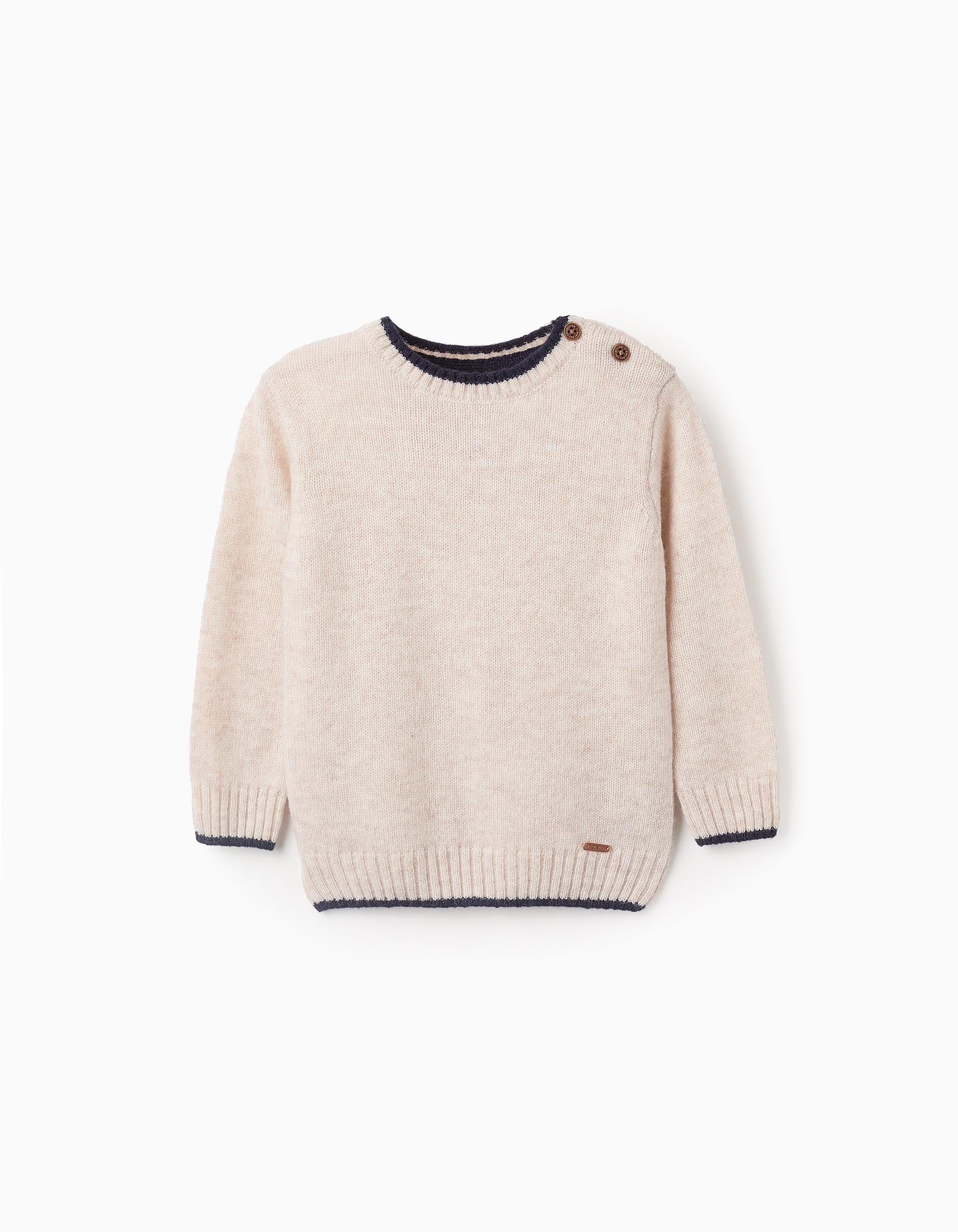 Pull en Maille en Mélange de Laine pour Bébé Garçon 'B&S', Beige