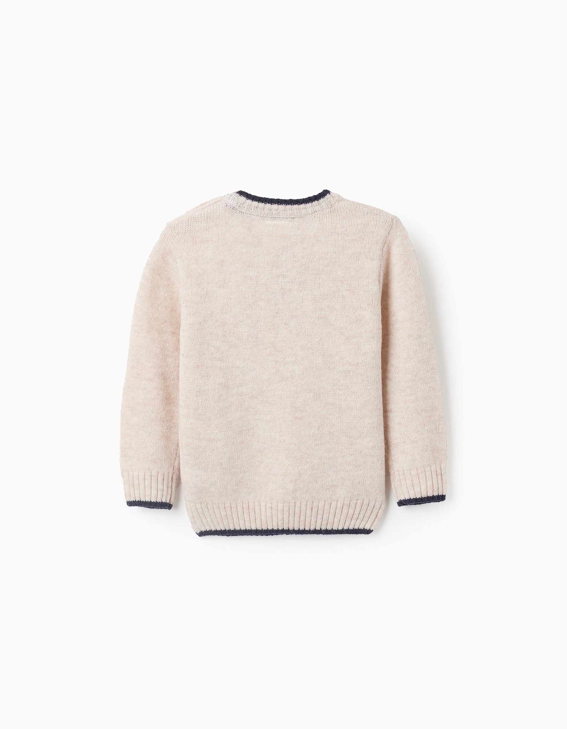 Pull en Maille en Mélange de Laine pour Bébé Garçon 'B&S', Beige