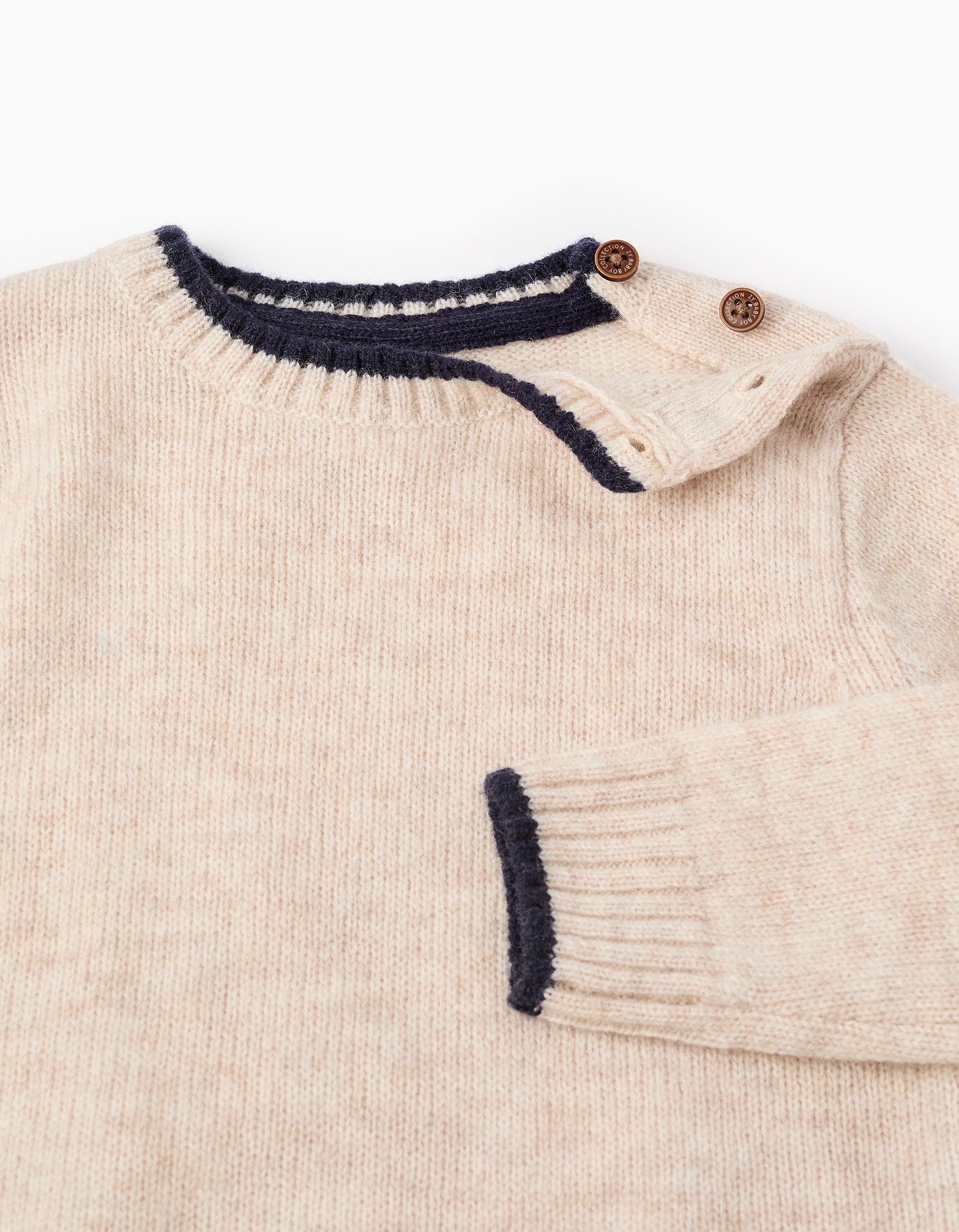 Pull en Maille en Mélange de Laine pour Bébé Garçon 'B&S', Beige