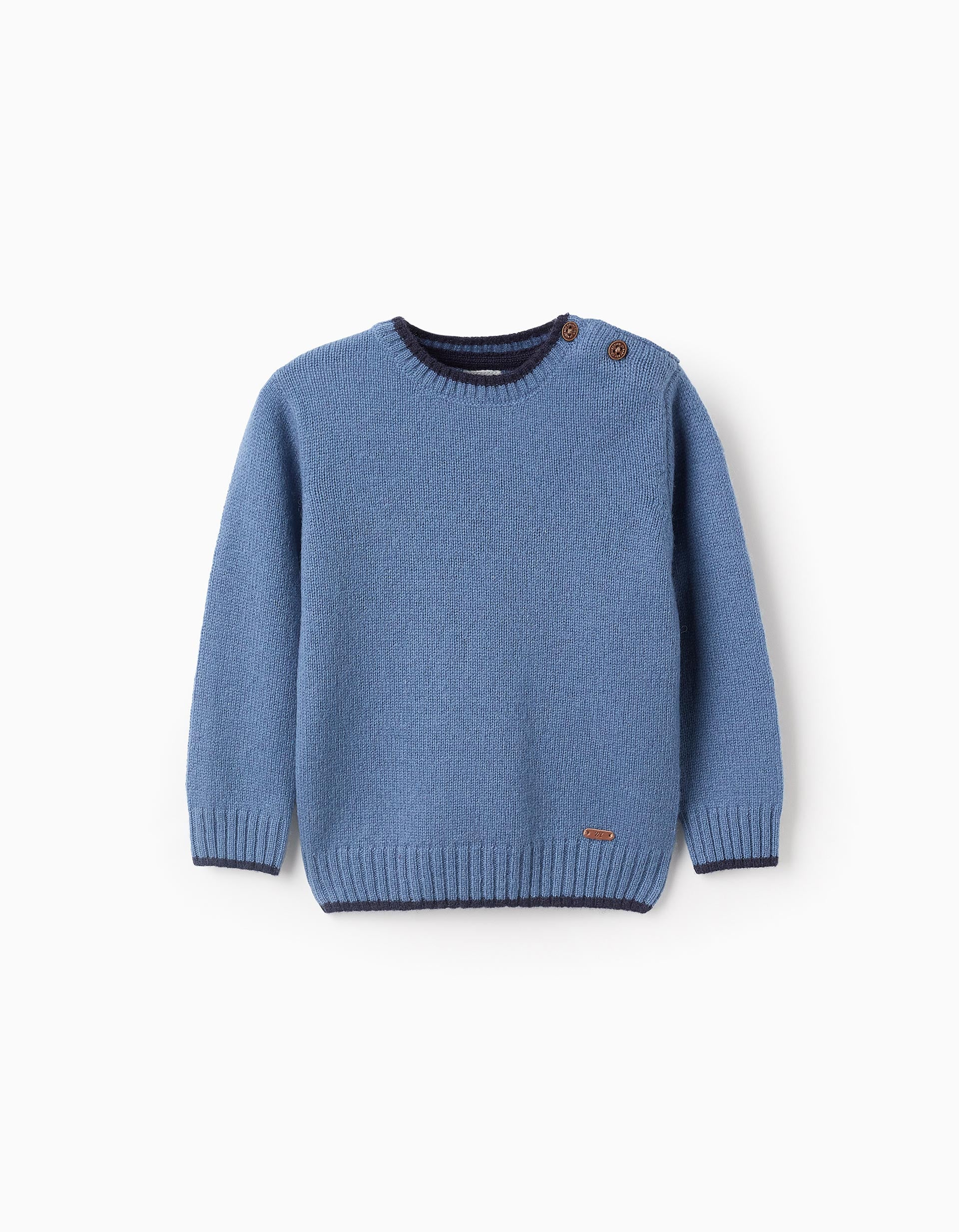 Pull en Maille en Mélange de Laine pour Bébé Garçon 'B&S', Bleu