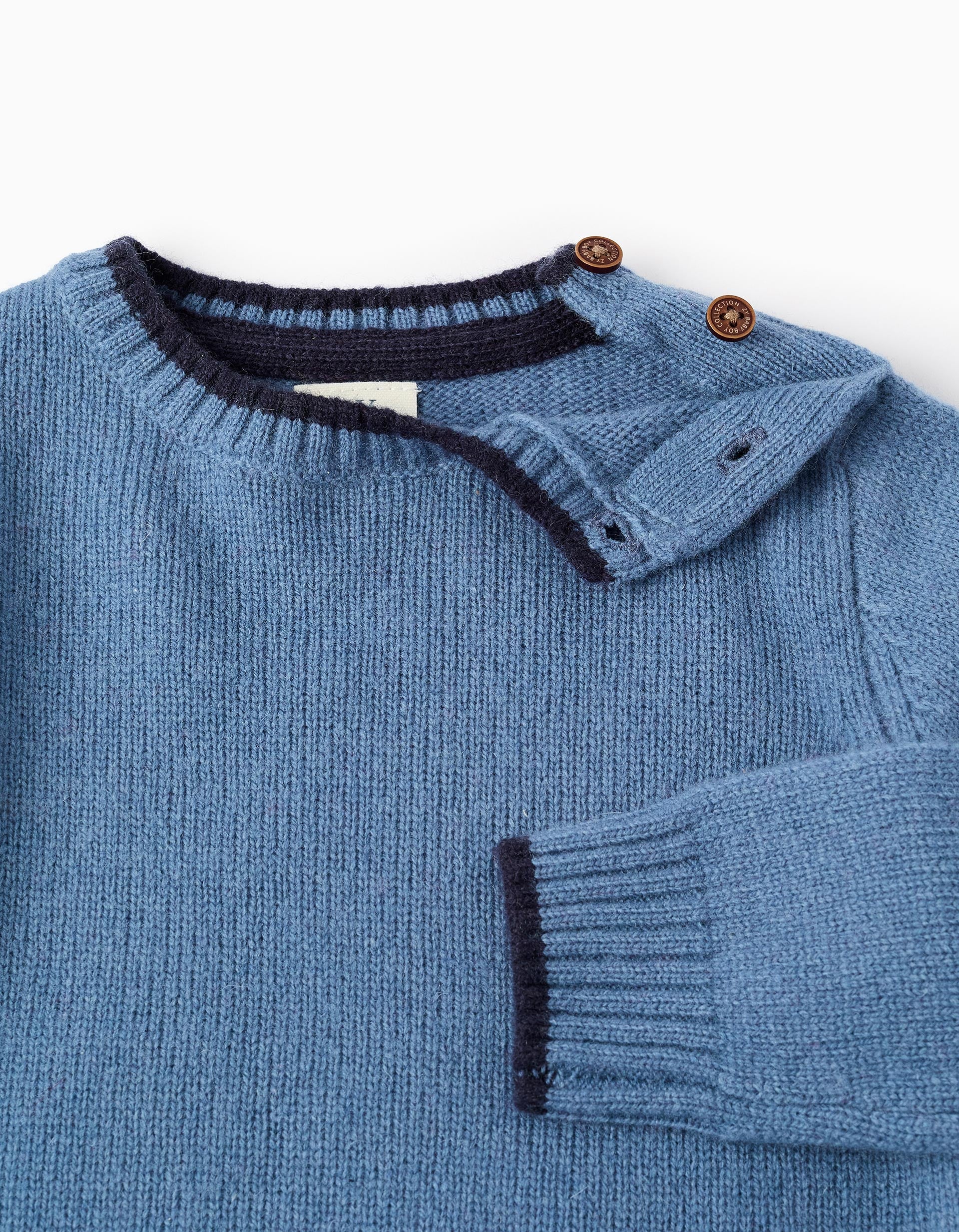 Pull en Maille en Mélange de Laine pour Bébé Garçon 'B&S', Bleu