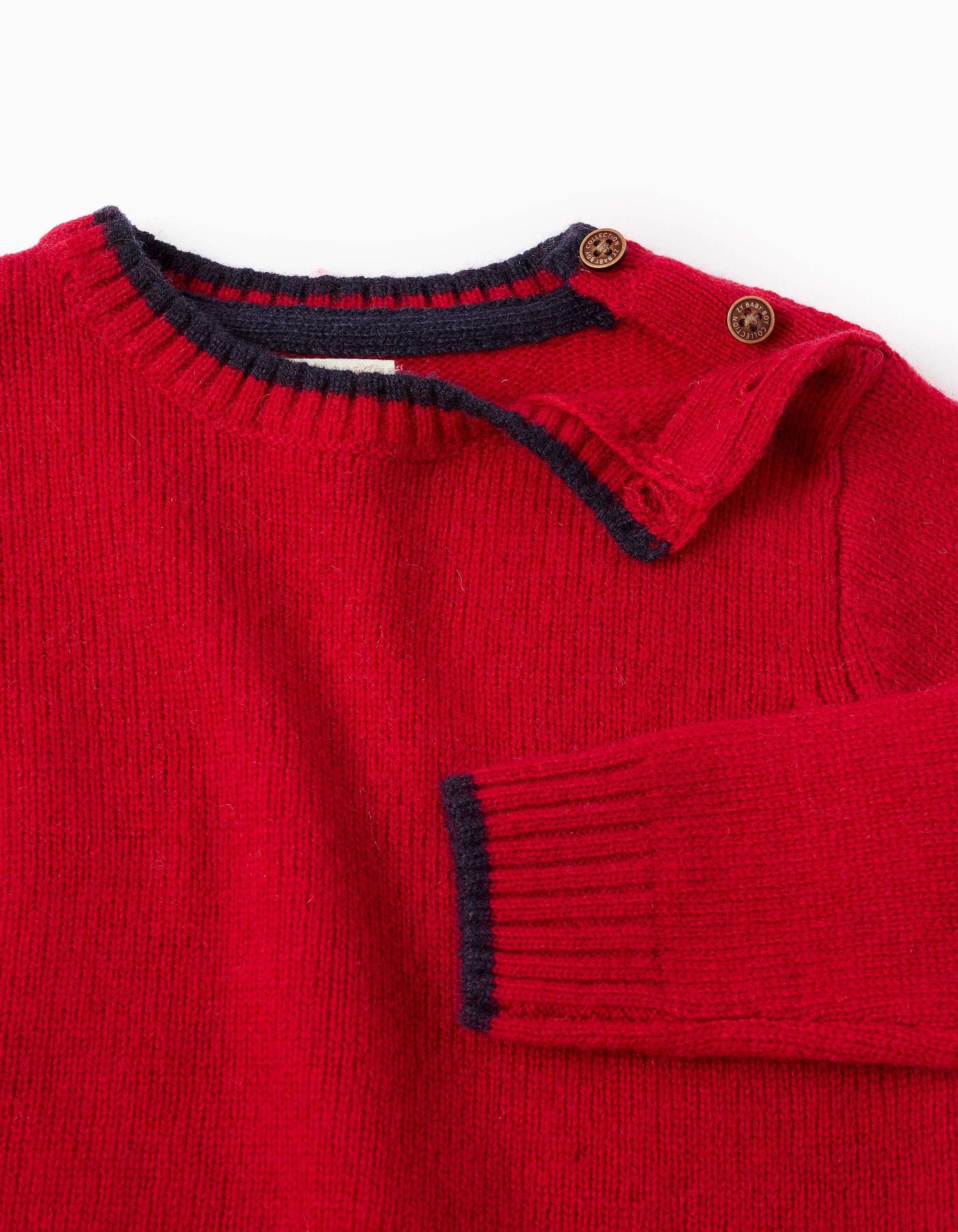 Pull en Maille en Mélange de Laine pour Bébé Garçon 'B&S', Rouge