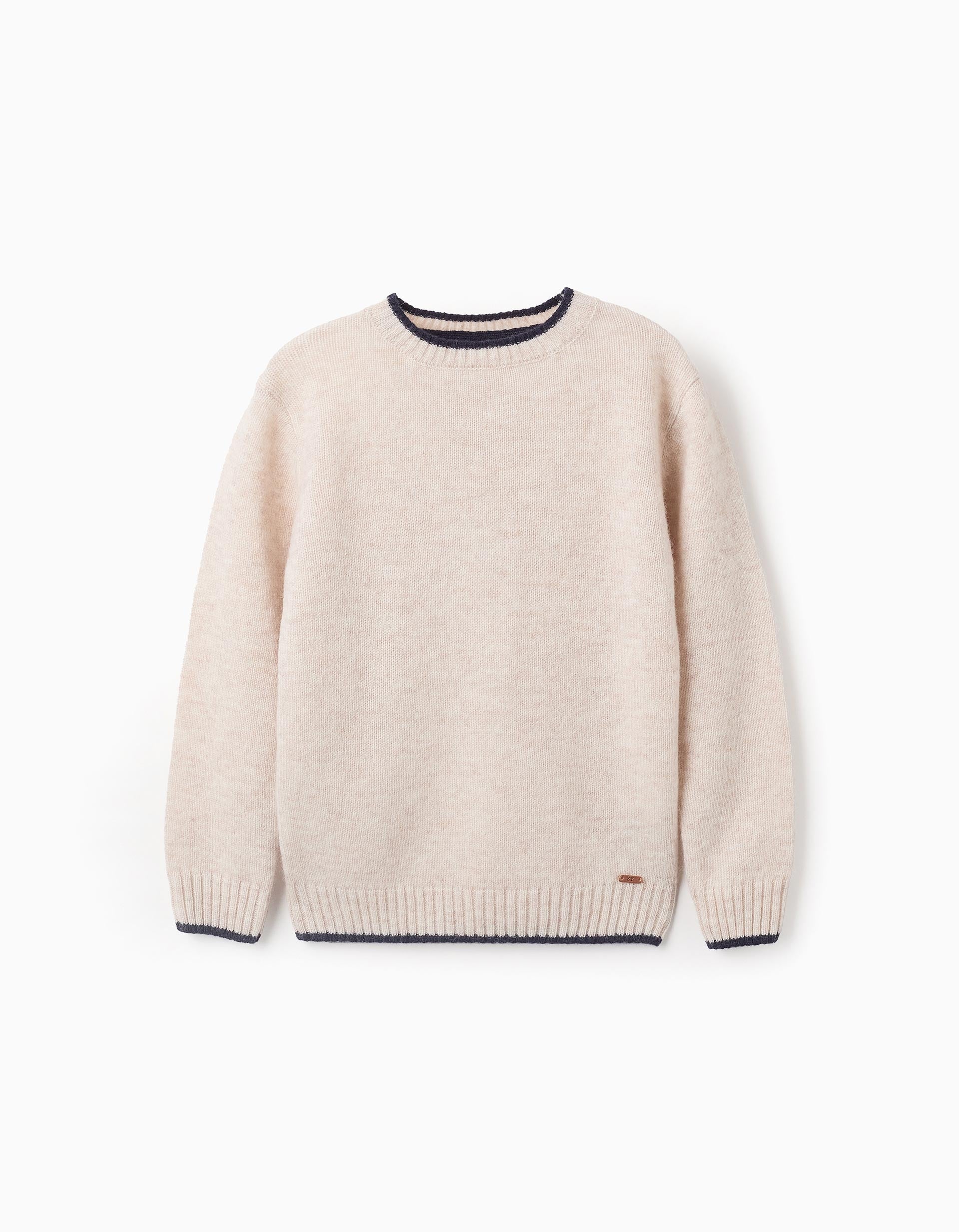 Pull en Maille en Mélange de Laine pour Garçon 'B&S', Beige