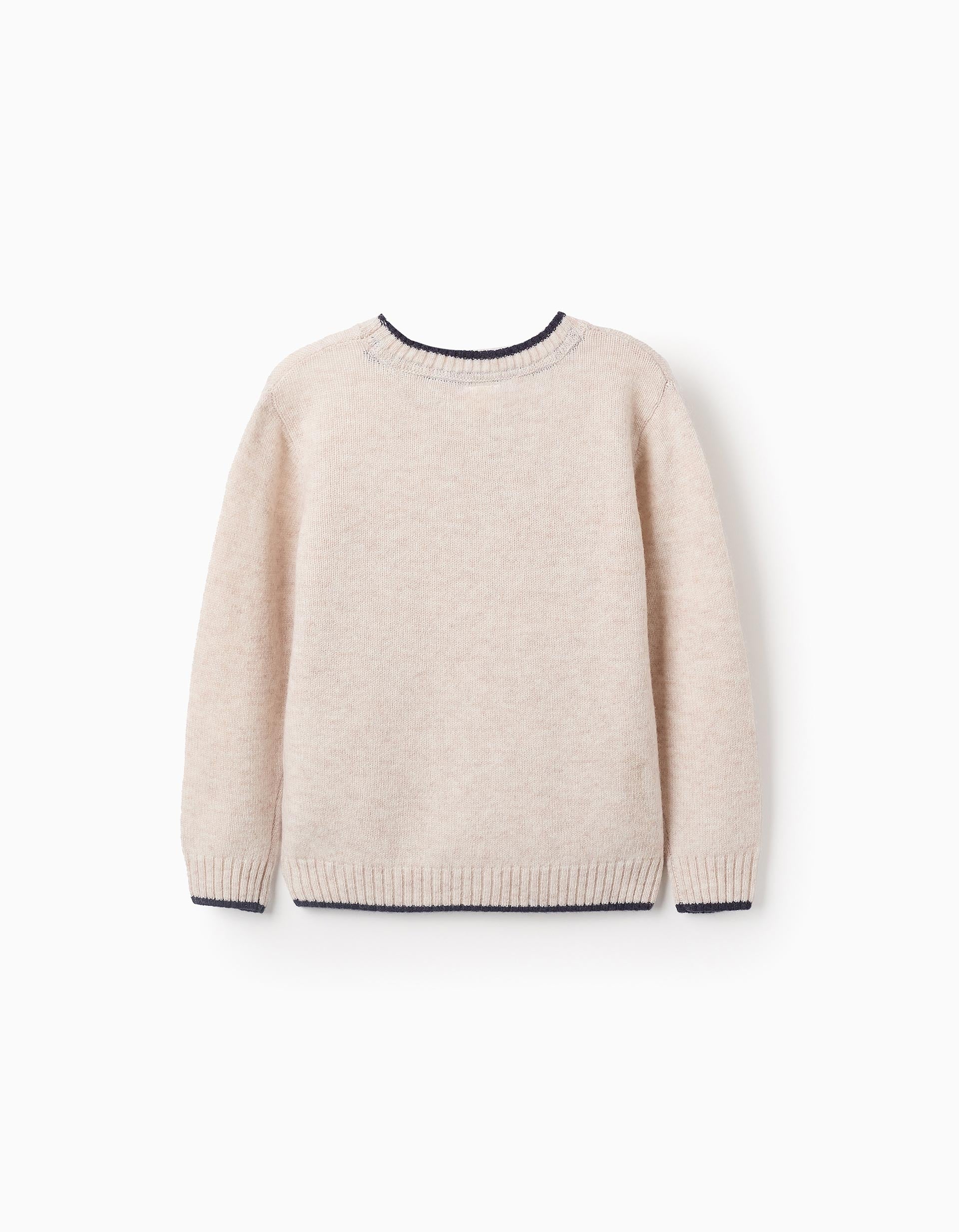 Pull en Maille en Mélange de Laine pour Garçon 'B&S', Beige