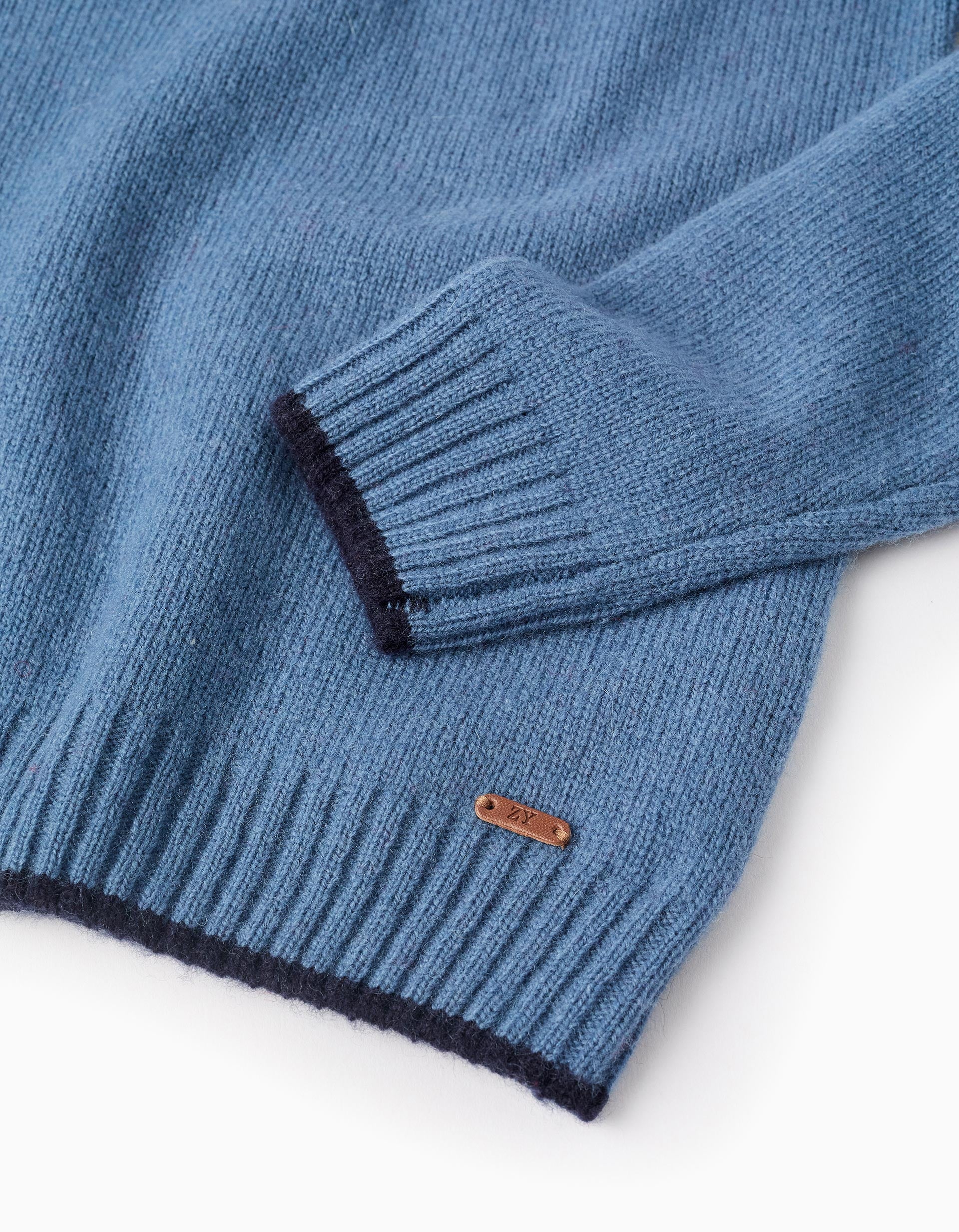 Jumper in Wool Blend for Boys 'B&S', Blue